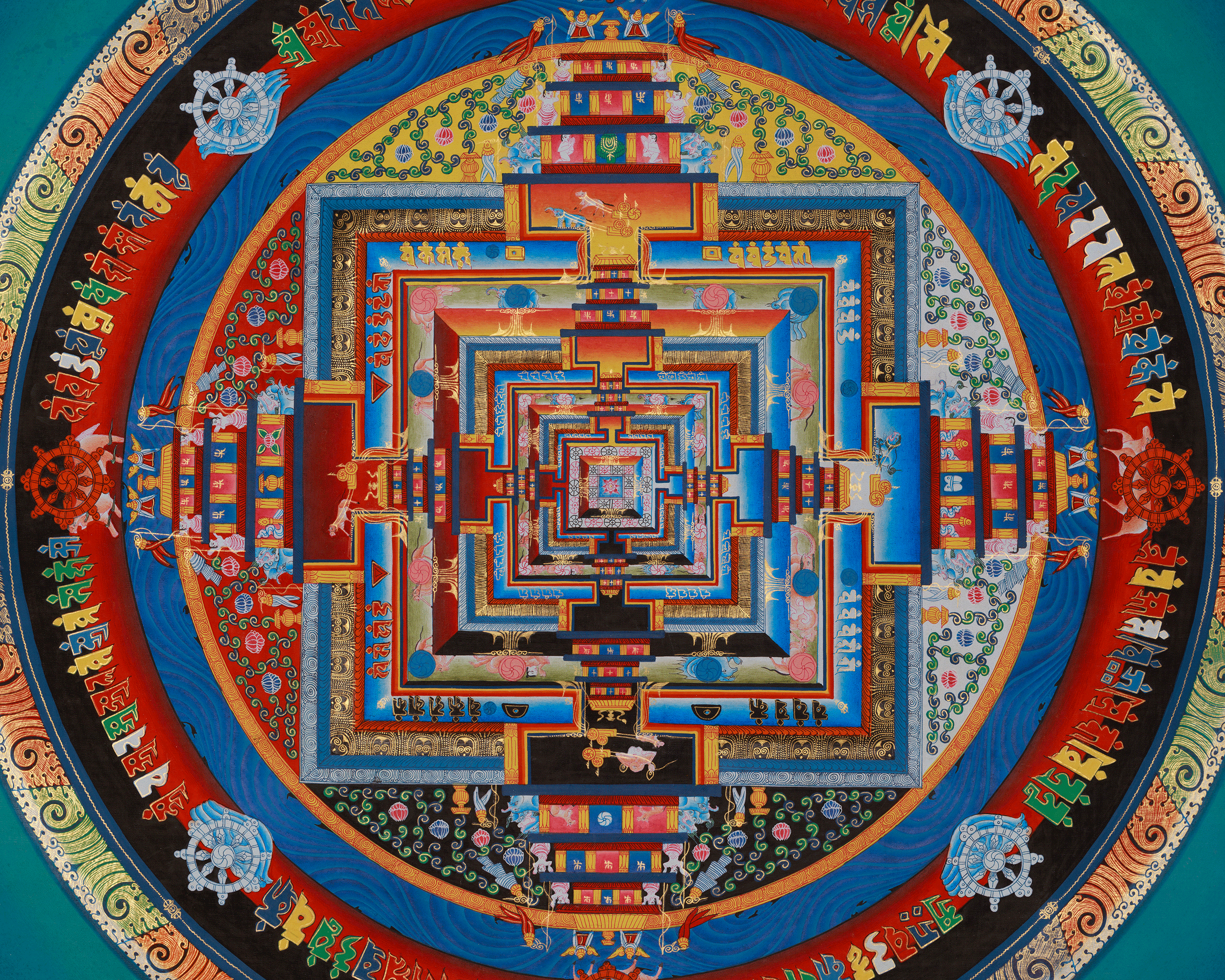 Authentic Kalachakra Mandala Art | Tibetan Wheel of Time Thangka