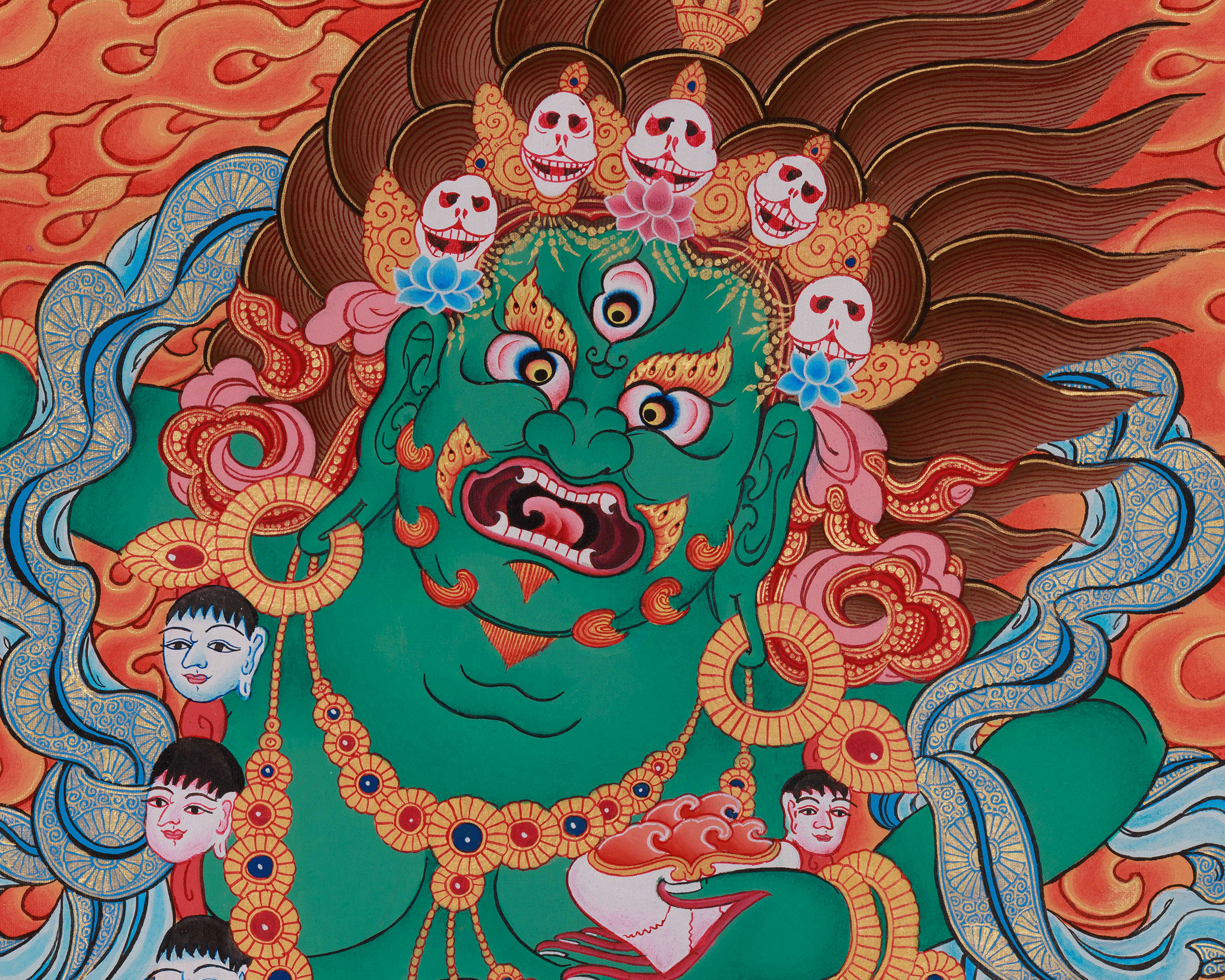Green Hayagriva Thangka | Buddhist Protector Deity Art