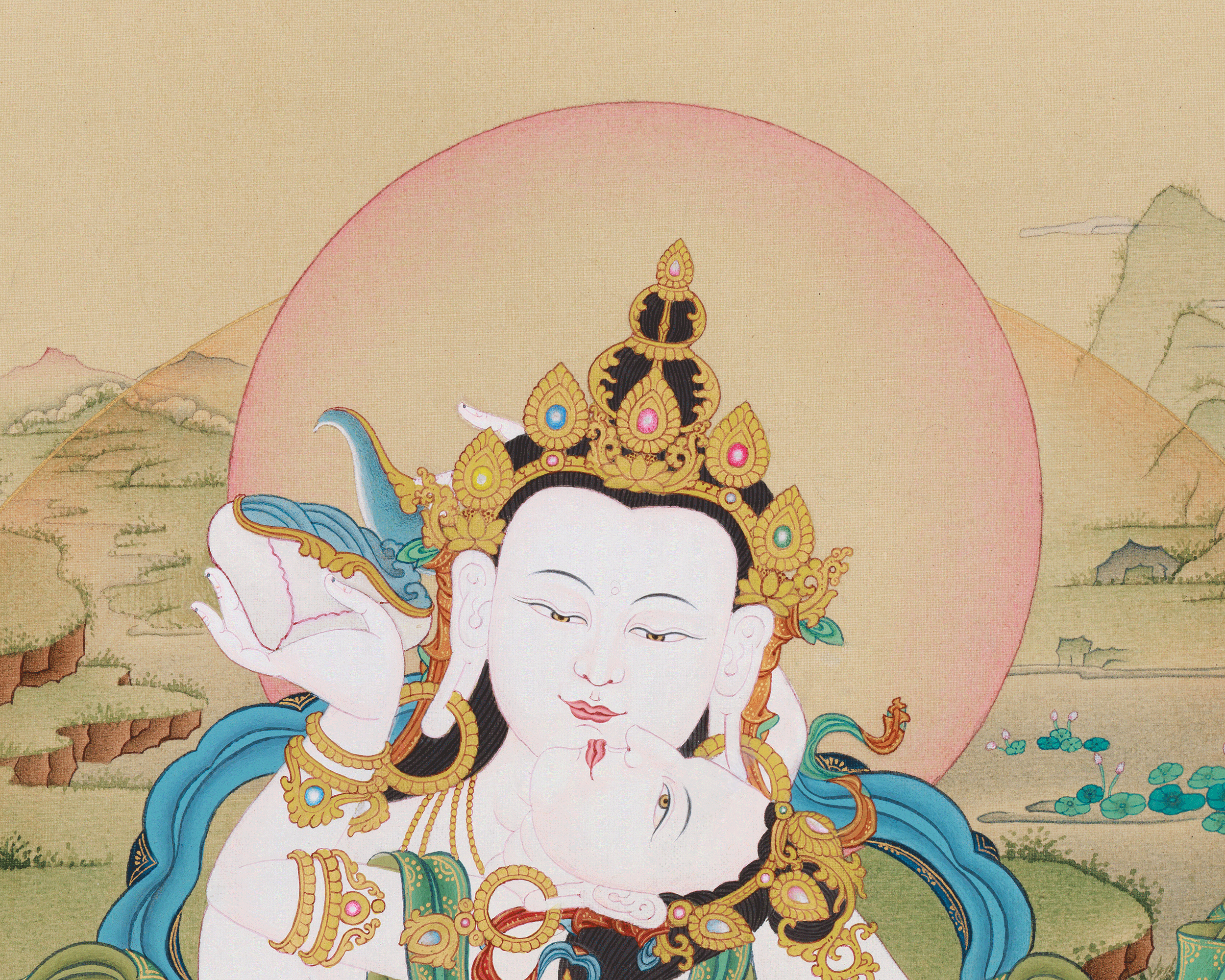 Vajrasattva with Consort Thangka | Sacred Symbol of Unity and Enlightenment
