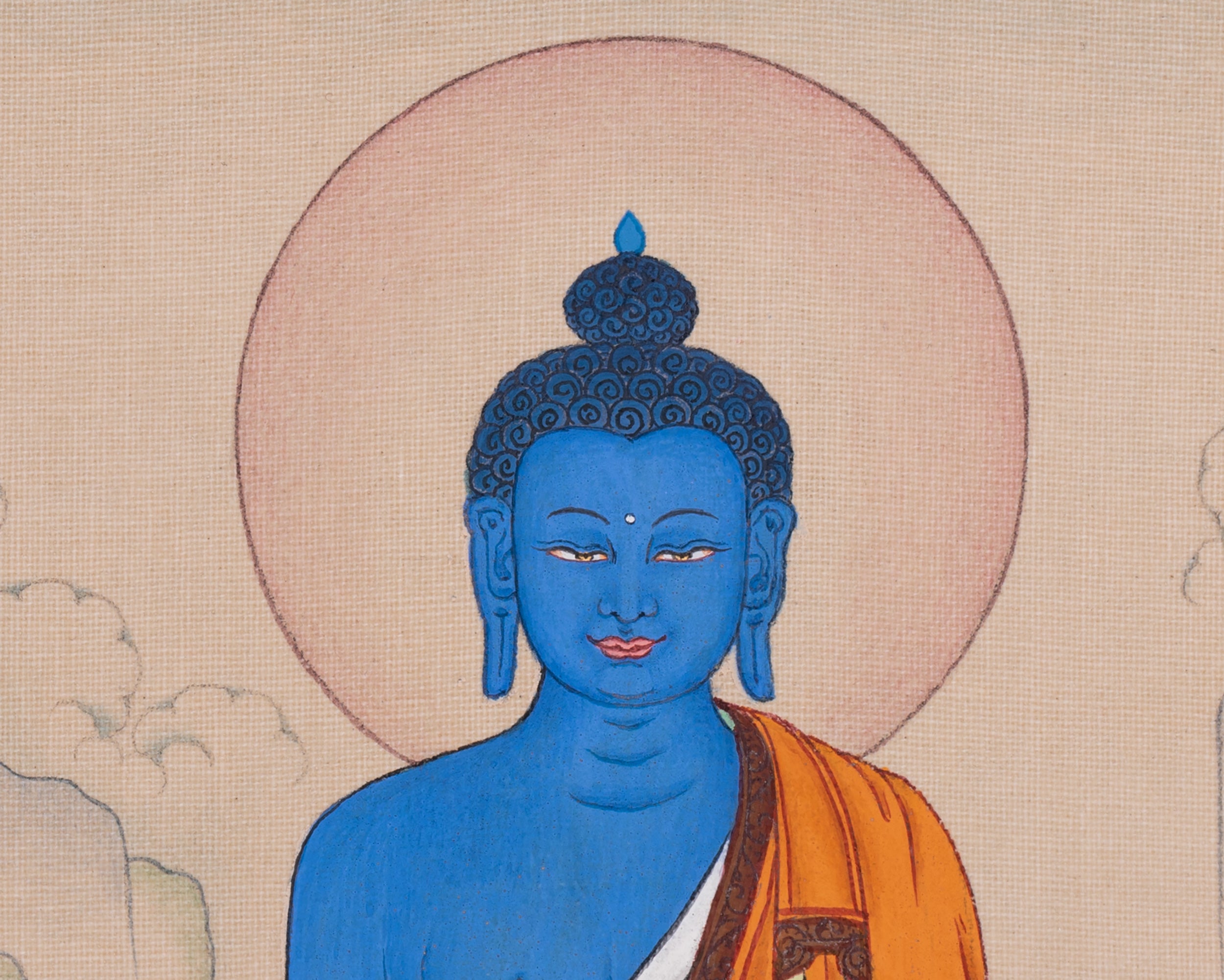 Compact Medicine Buddha Thangka | Buddha of Health and Wellness