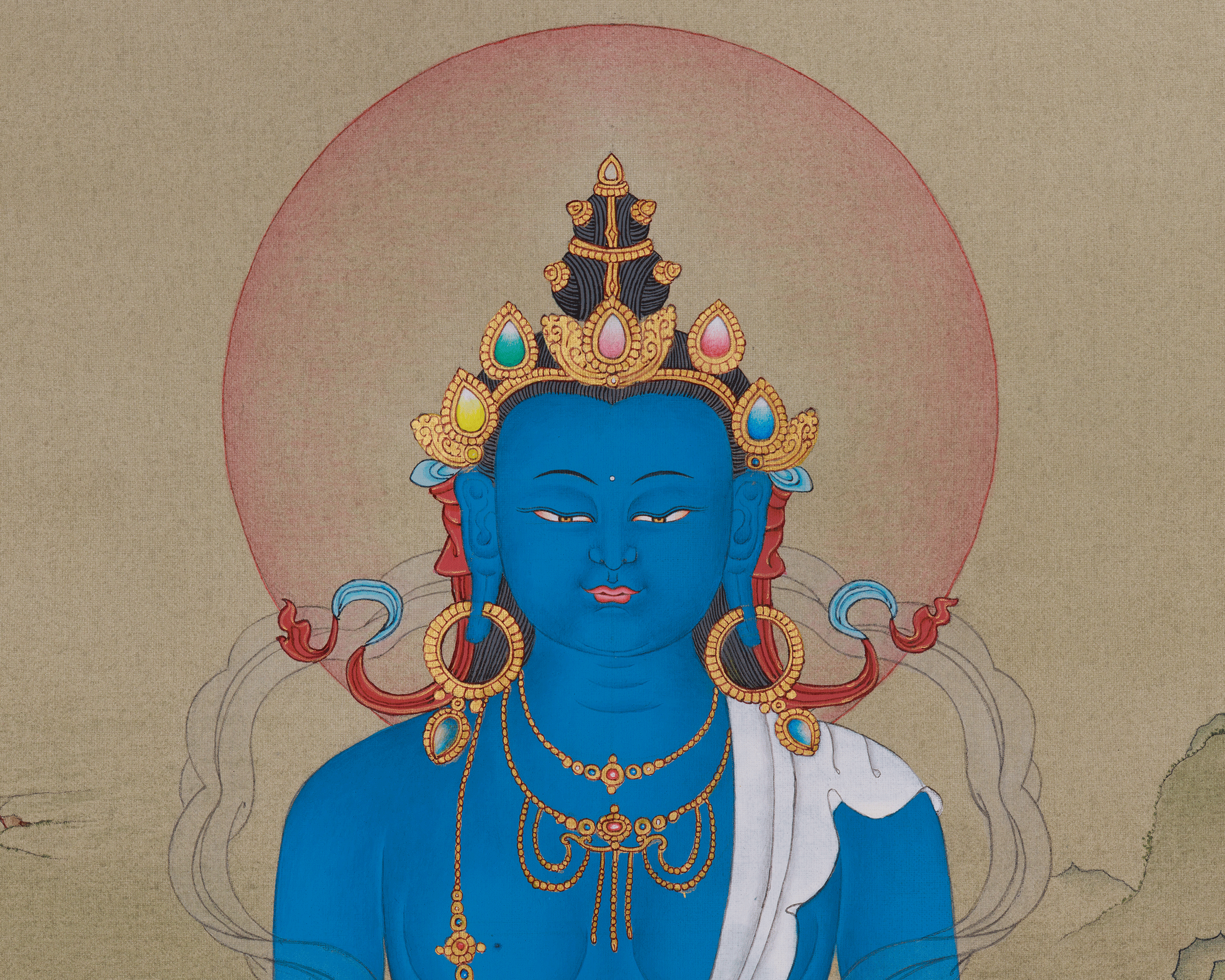Buddhist Protector Mitrupa Thangka | A Sacred Guardian of Wisdom