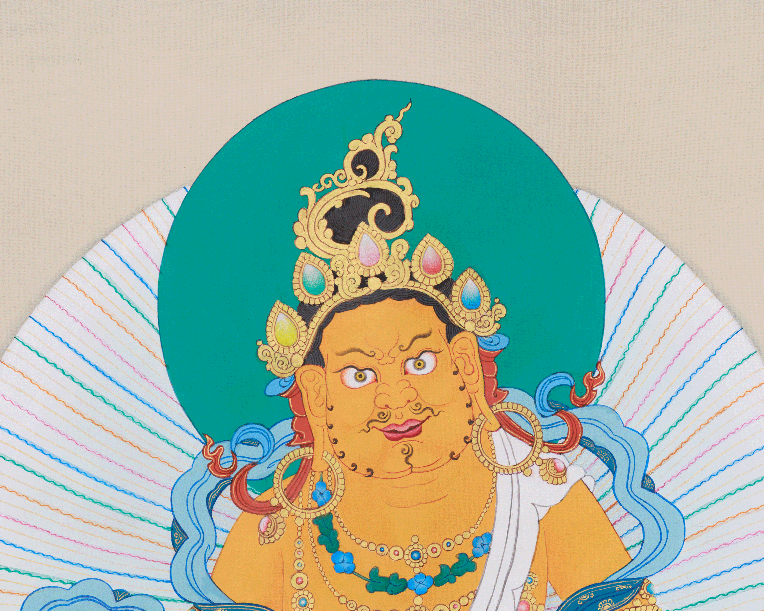 Hand-Painted Tibetan Wealth Deity, Dzambhala | Protector of Prosperity and Abundance