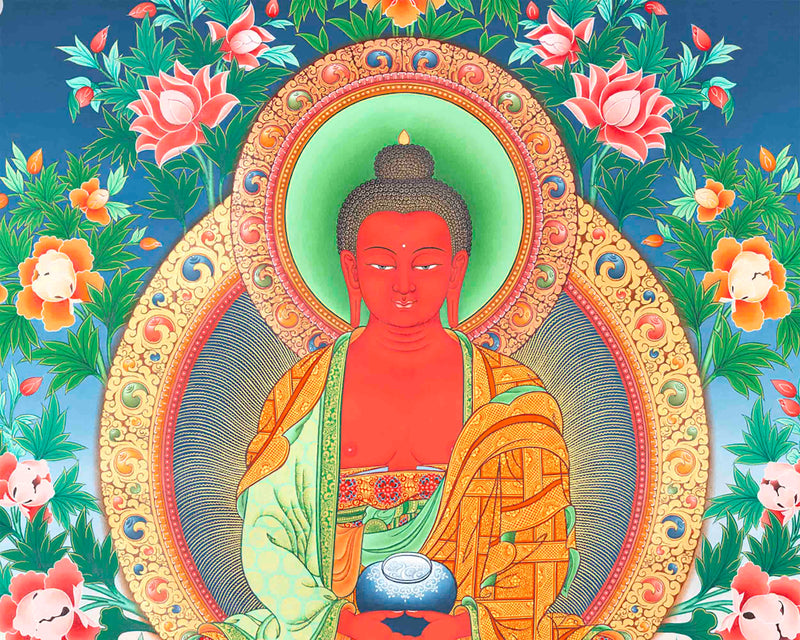 Amitabha Buddha Followed By Other Bodhisattvas | Tibetan Buddhist Canvas Art