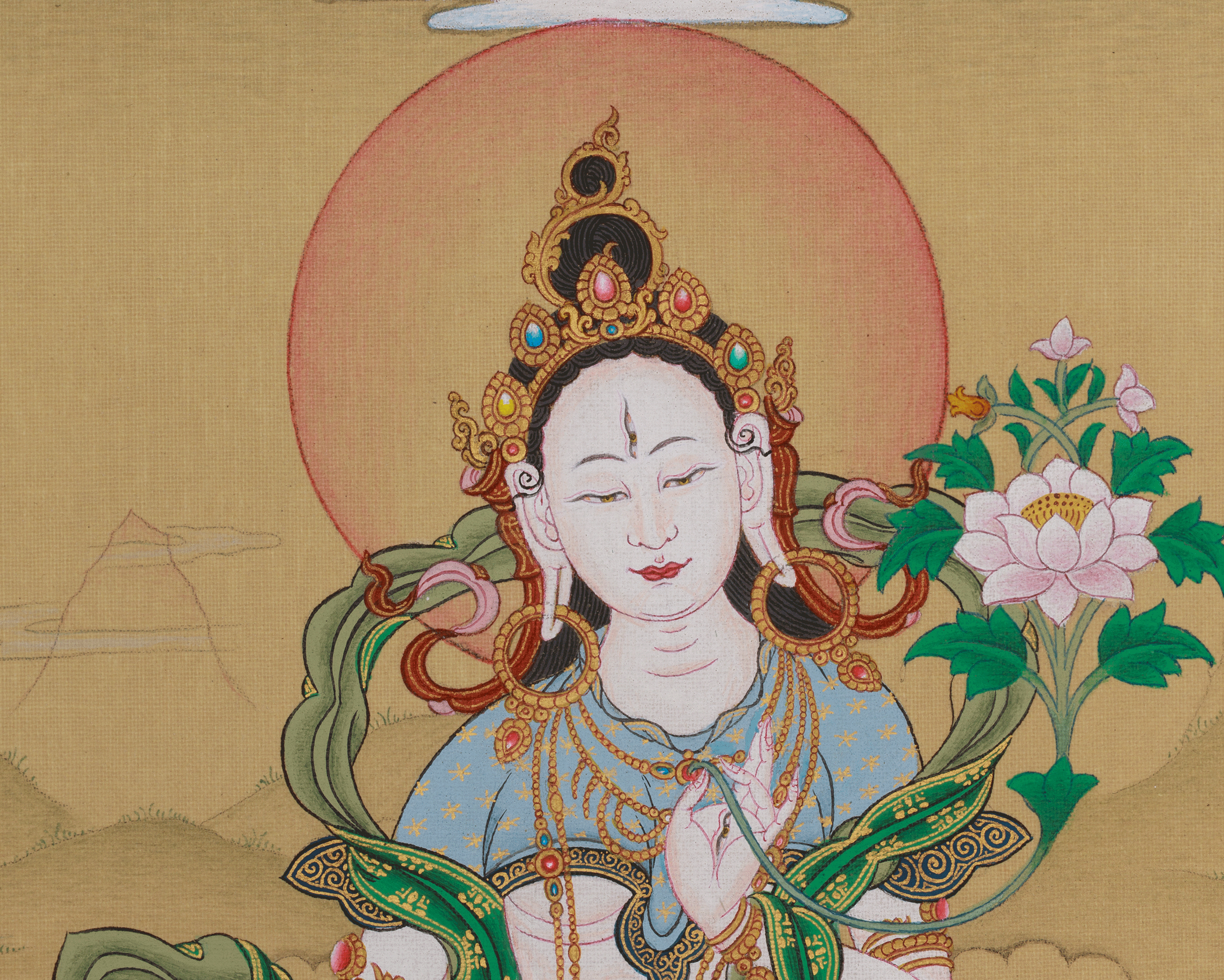 longevity Deity White Tara With Amitabha Buddha | Female Buddha