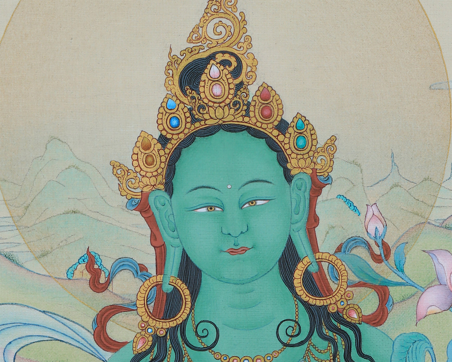 High-Quality Mother Green Tara Thangka Print | Goddess of Compassion | Buddhist Gifts