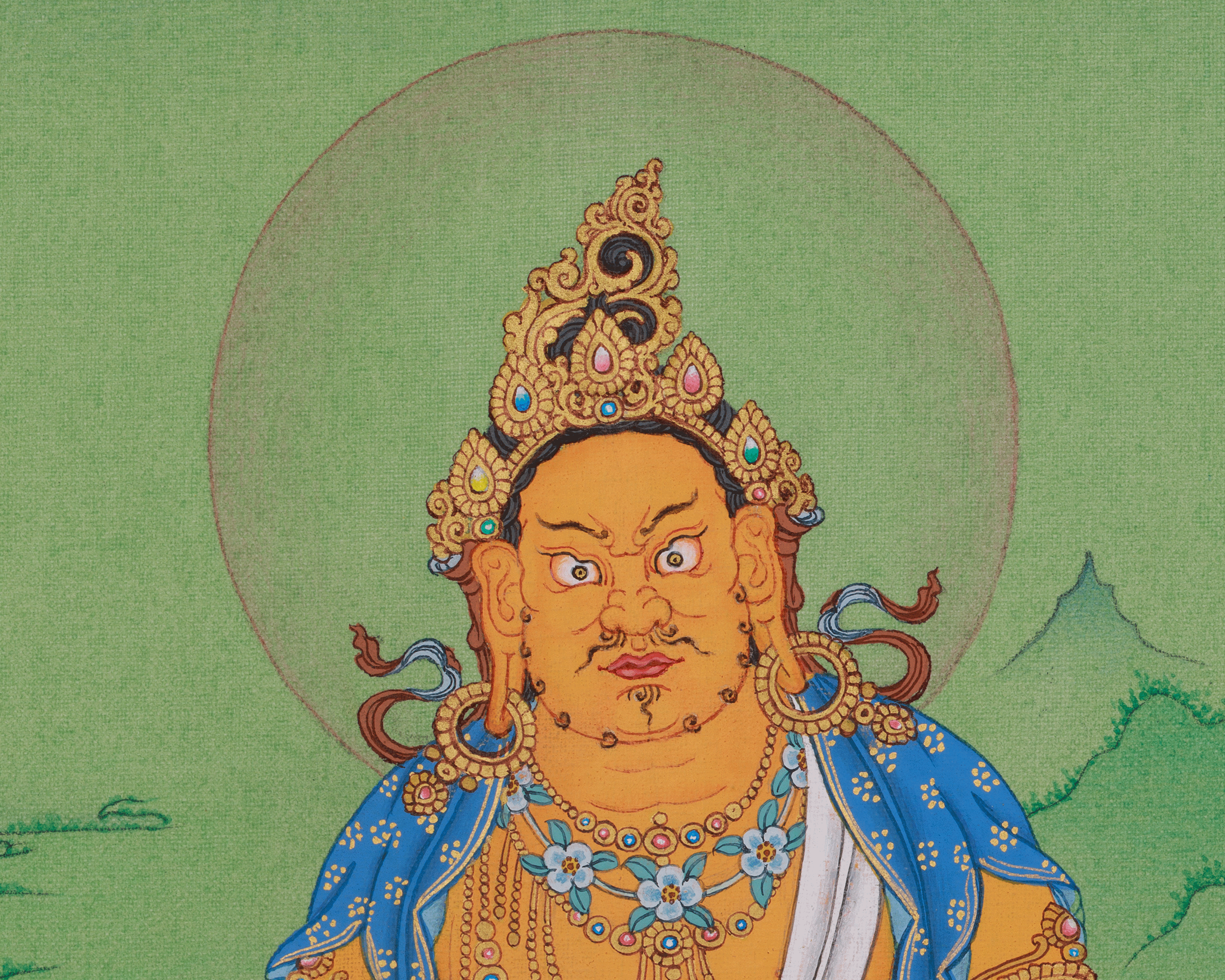Buddhist Prosperity Deity Dzambhala Thangka | Sacred Wealth Deity Art