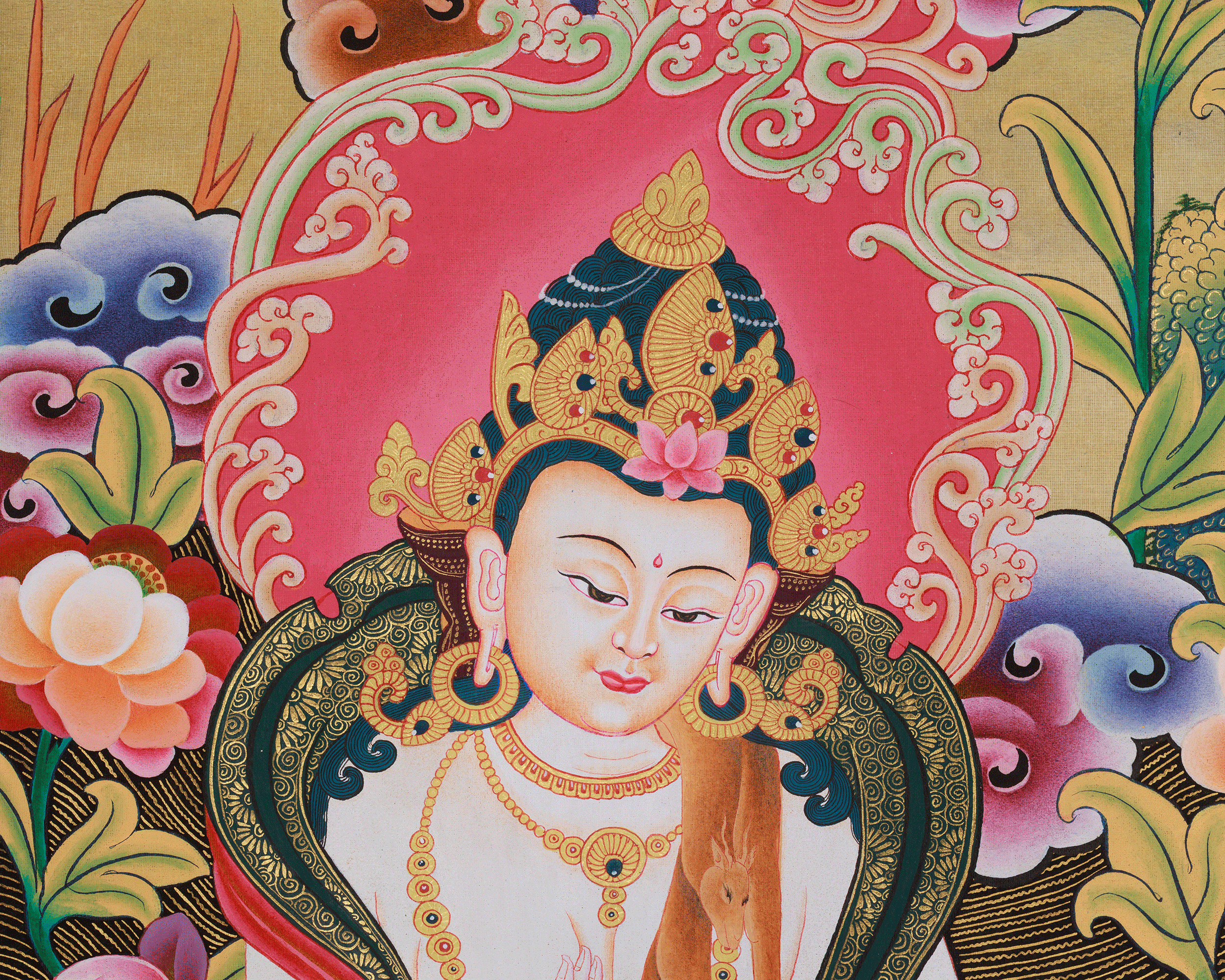 Traditional Two-Armed Chenrezig Thangka | A Sacred Artwork of Compassion and Protection