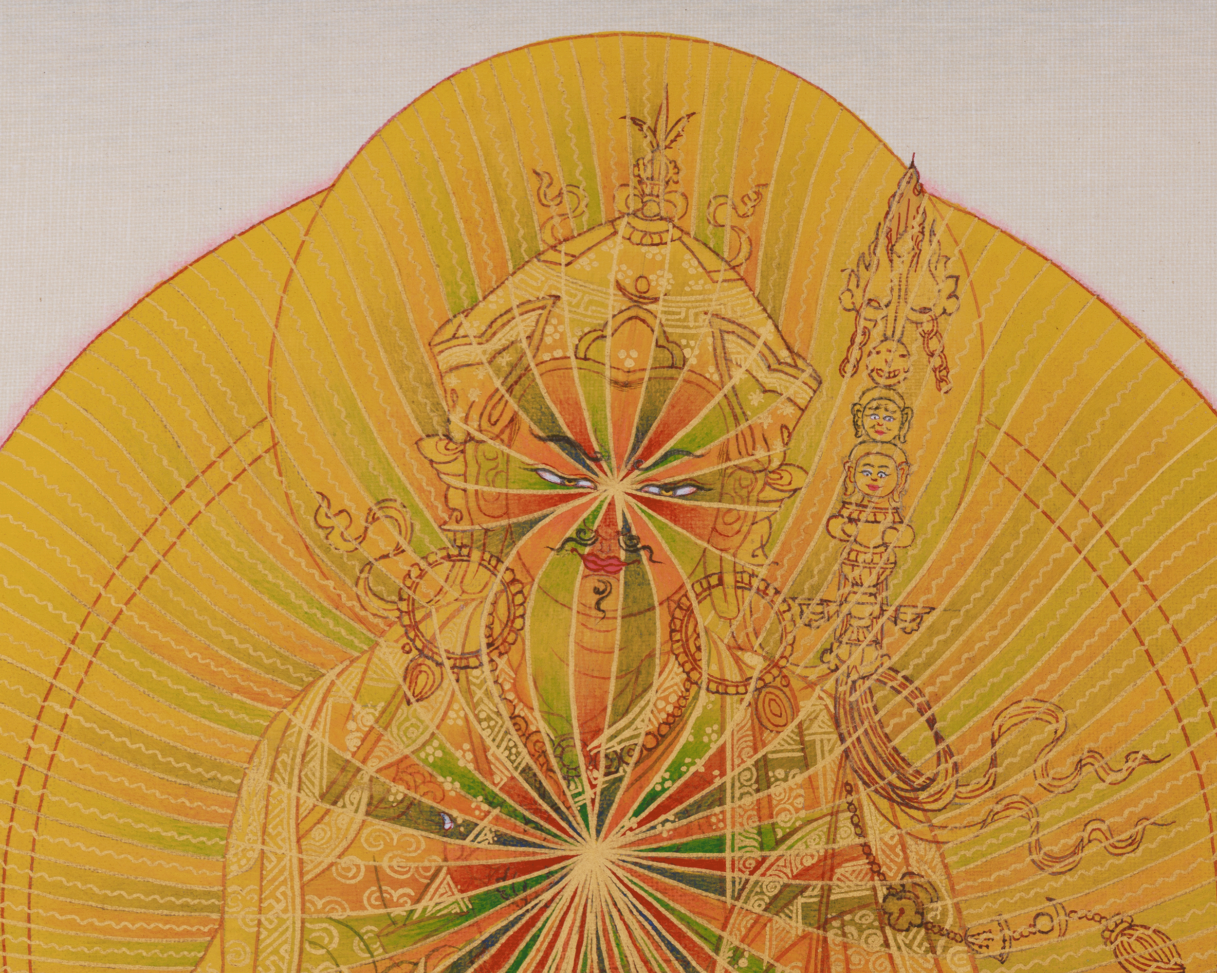 13 Inch Handmade Guru Padmasambhava Thangka | Guru Rinpoche in Rainbow