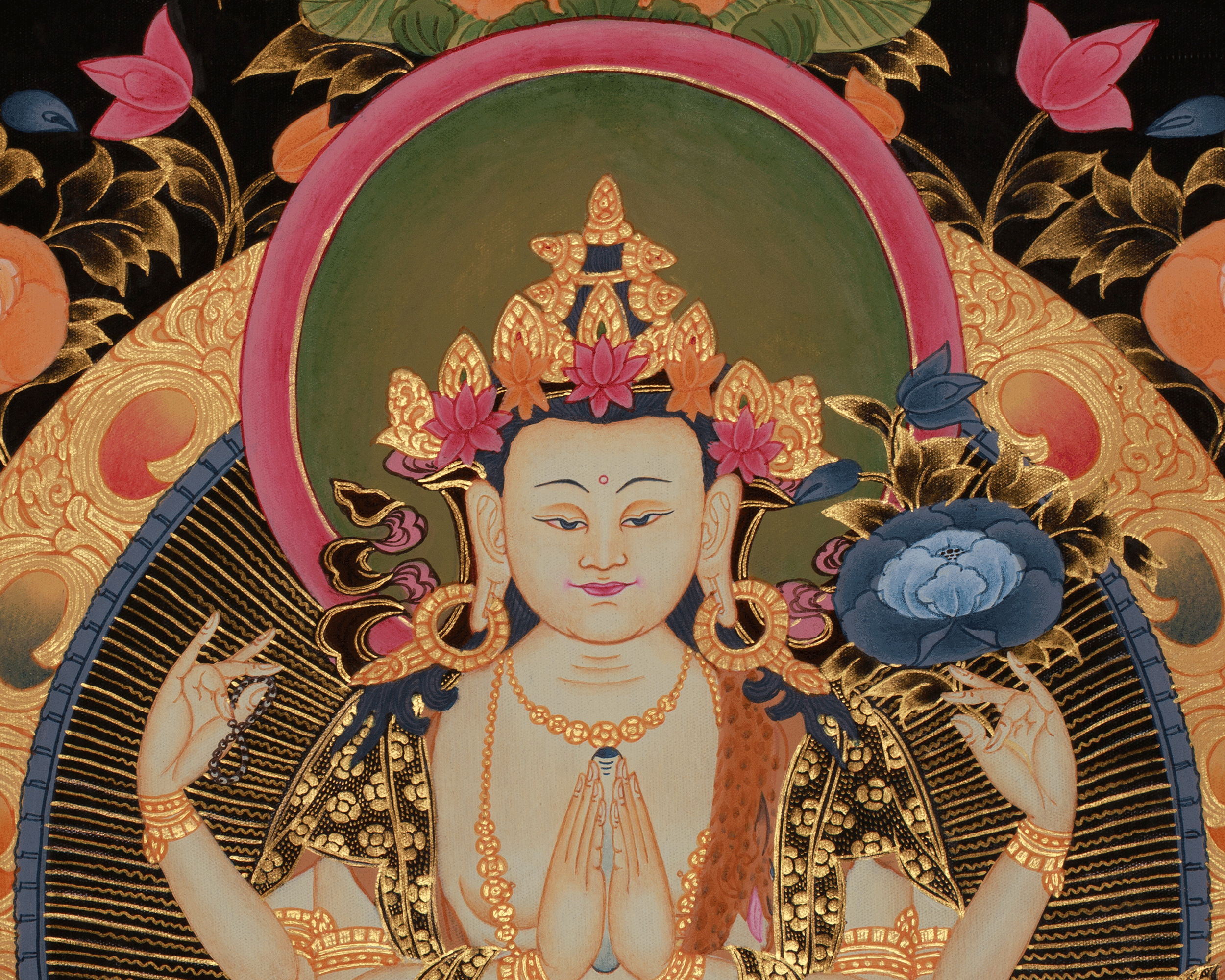 Chenrezig Spiritual Thangka | Avalokiteshvara Compassion Art