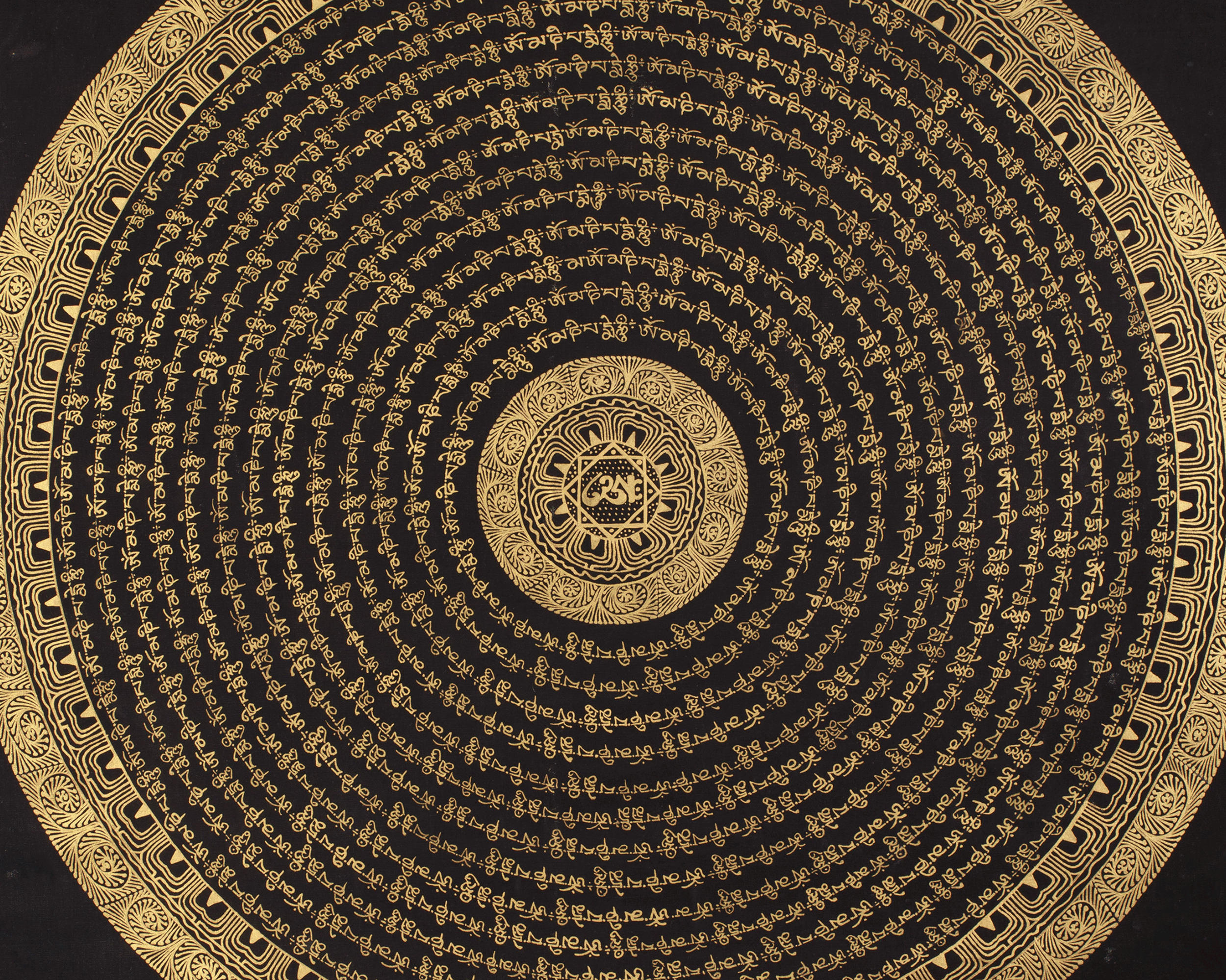 Sacred Mantra Mandala Thangka | Tibetan Buddhism Art | Spiritual Compassion Thangka