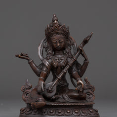 Saraswati Copper Sculpture of the Goddess of Wisdom