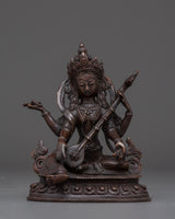 Saraswati Copper Sculpture of the Goddess of Wisdom
