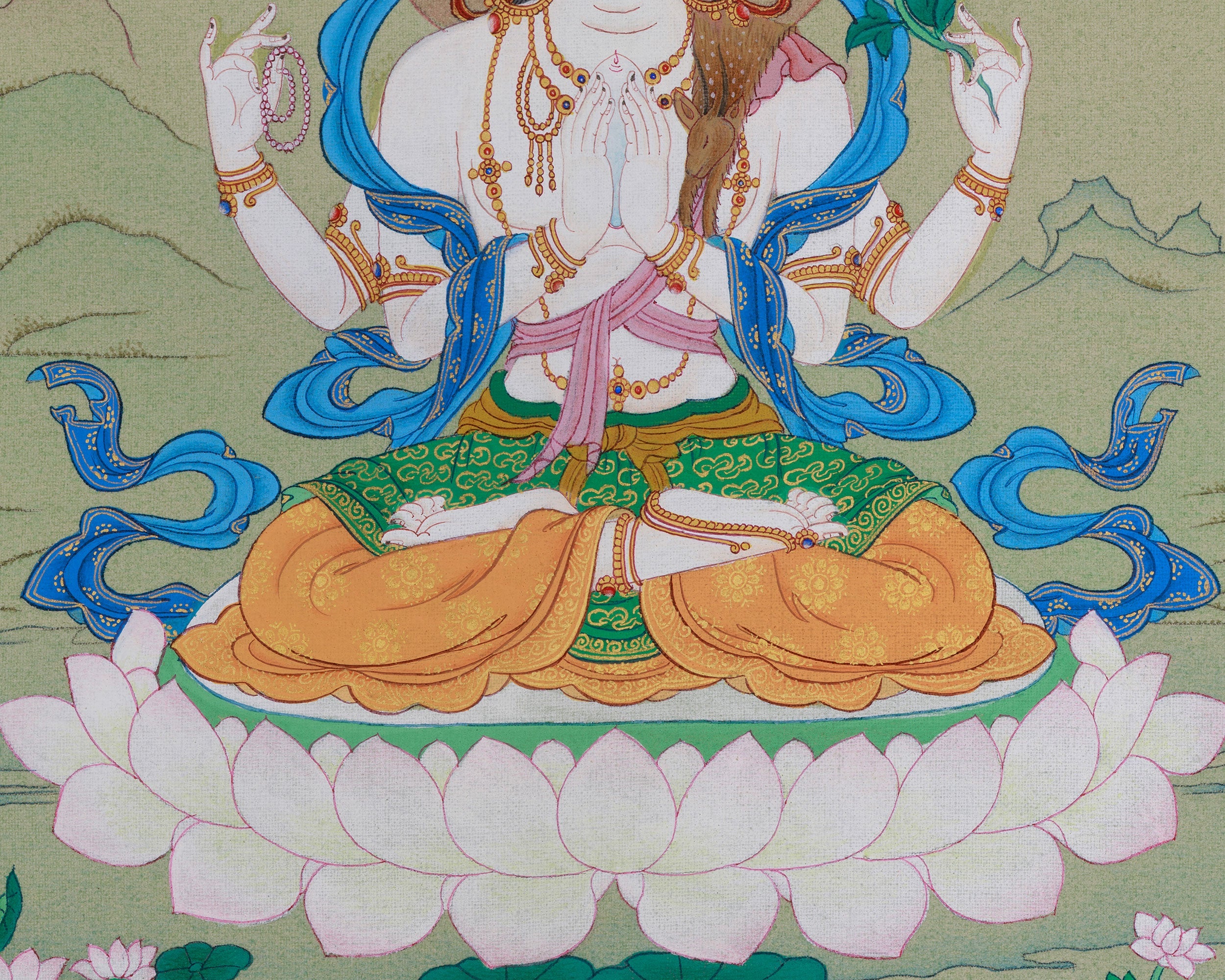 Traditional Art of Four-Armed Chenrezig | Bodhisattva of Boundless Compassion