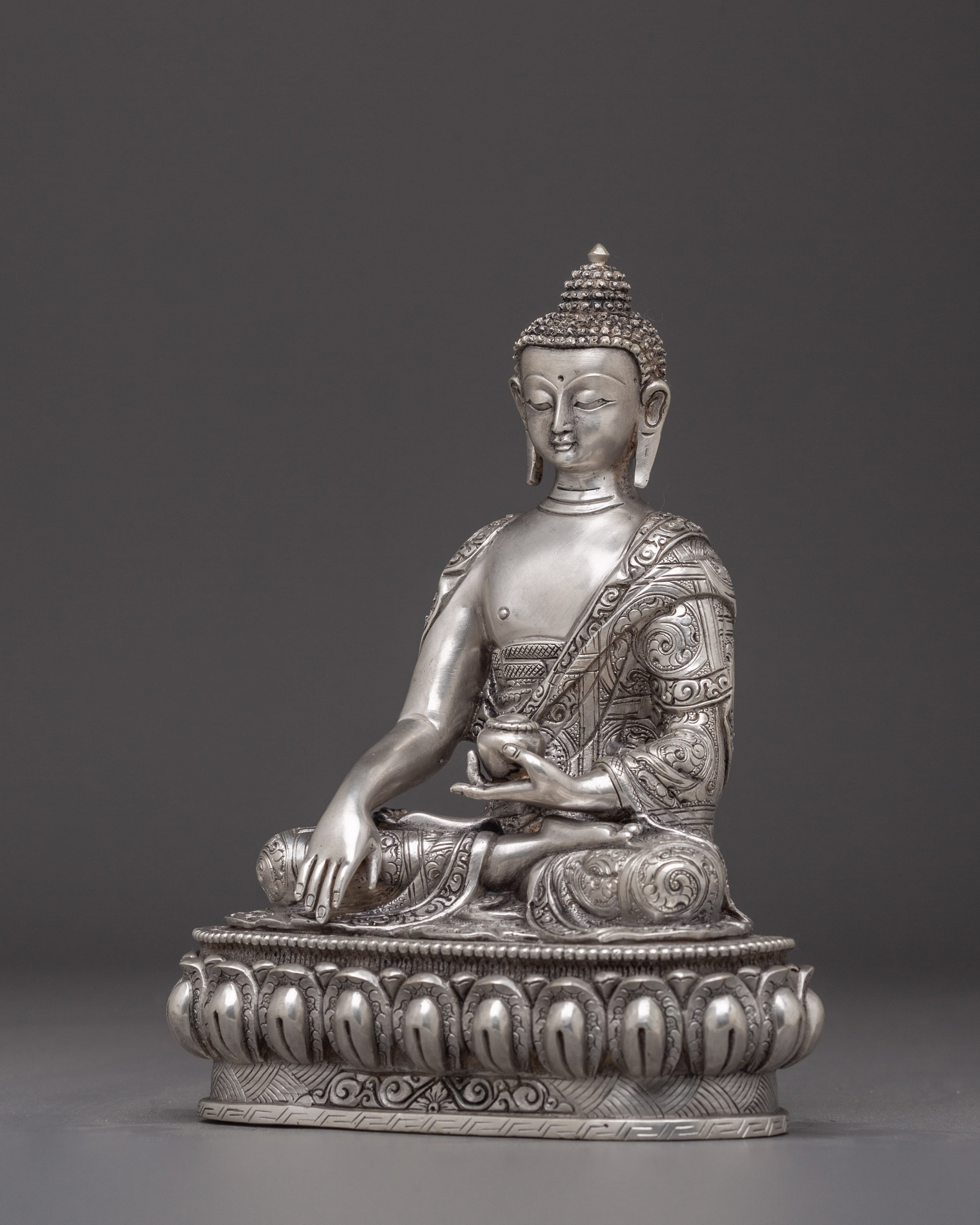 Silver Shakyamuni Buddha Statue | Gautama Buddha - Dharma Founder