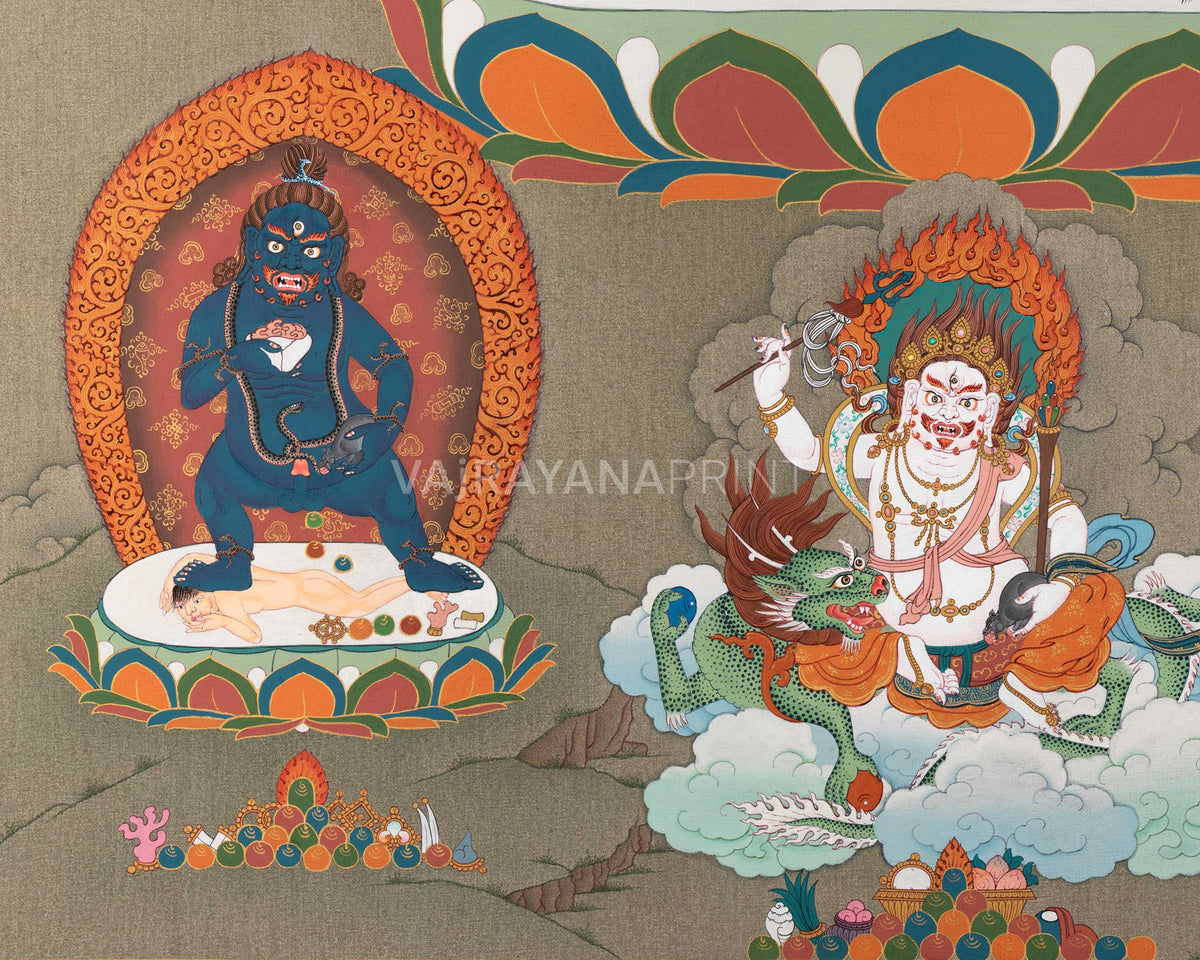 5 Jambhala Thangka Print | Buddhist Wealth Deity, Dzambhala | Artwork for Prosperity and Success