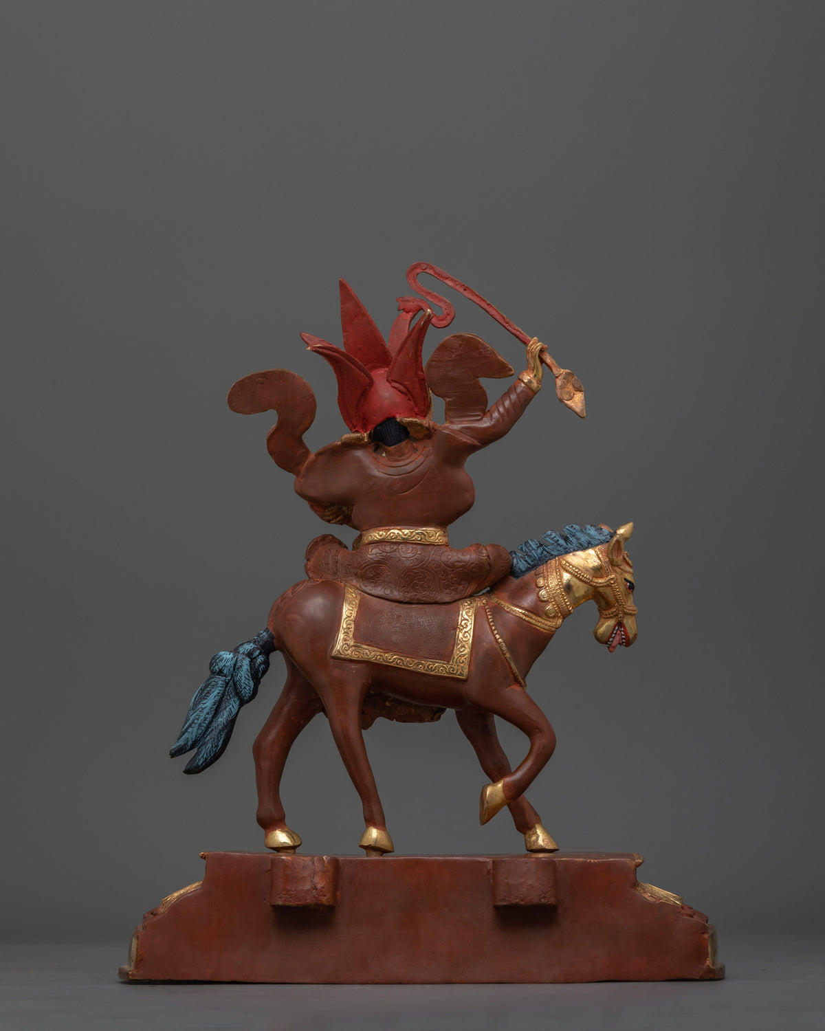 Handmade Warrior King Gesar Statue | Tibetan protector deity | Oxidized copper Gesar