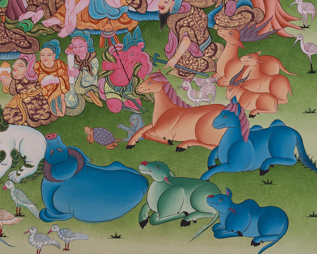Divine Buddha Parinirvana Thangka | Enlightenment and Spiritual Liberation