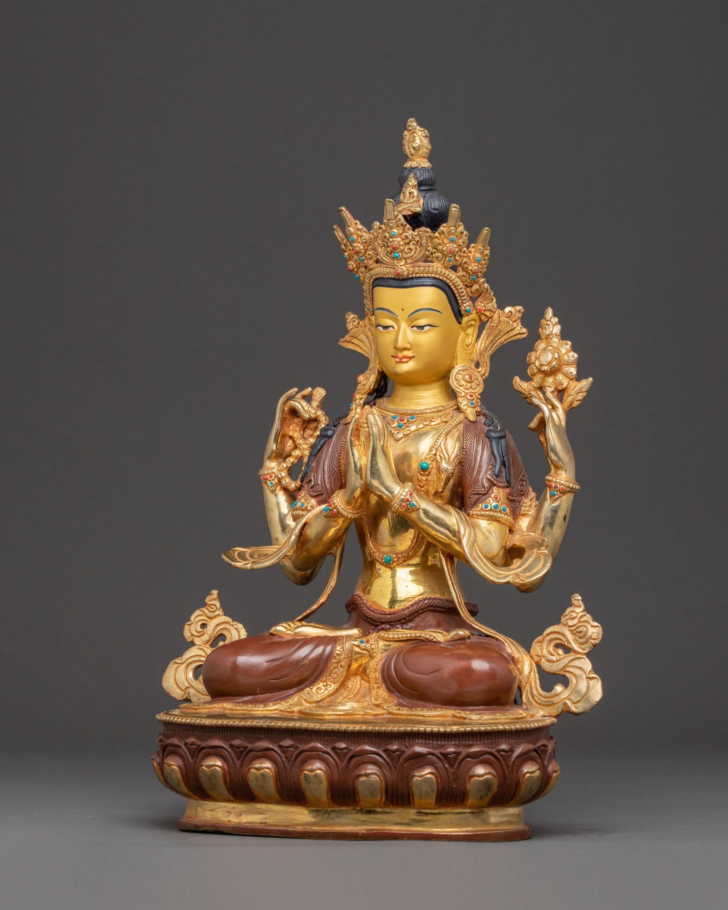 Handmade Bodhisattva Avalokiteshvara Copper Statue | Buddhist Bodhisattva Art