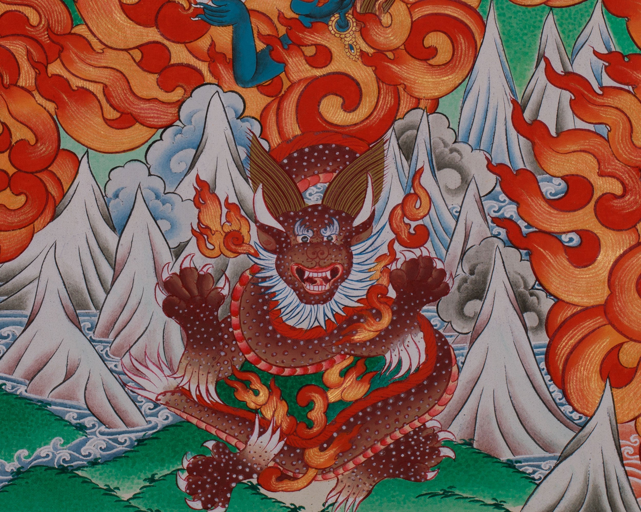 Yamantaka Head Thangka Painting | Guardian Against Ignorance, Fear, and Spiritual Obstacles