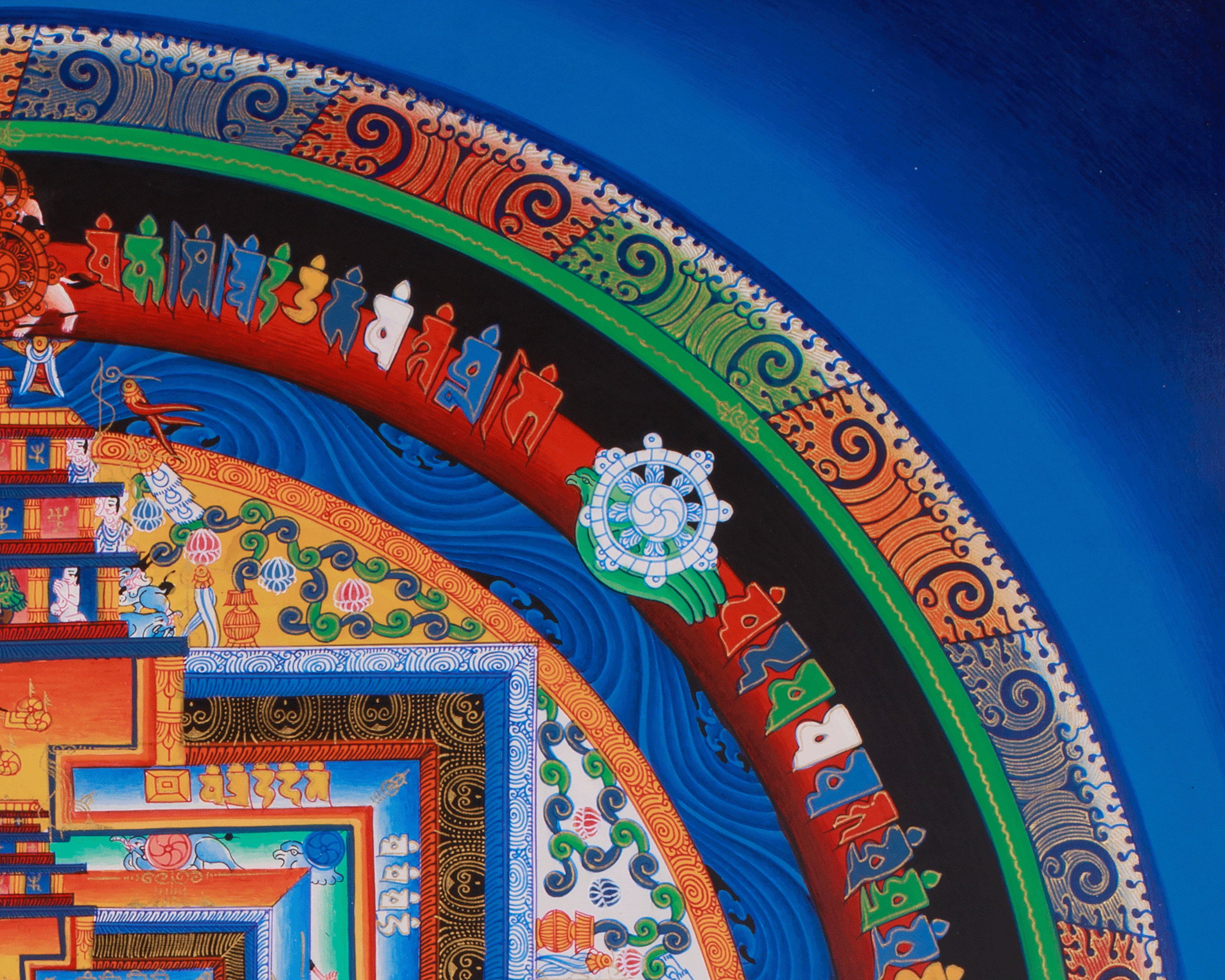 Hand-Painted Kalachakra Mandala Art | Sacred Geometry | Meditation Altar