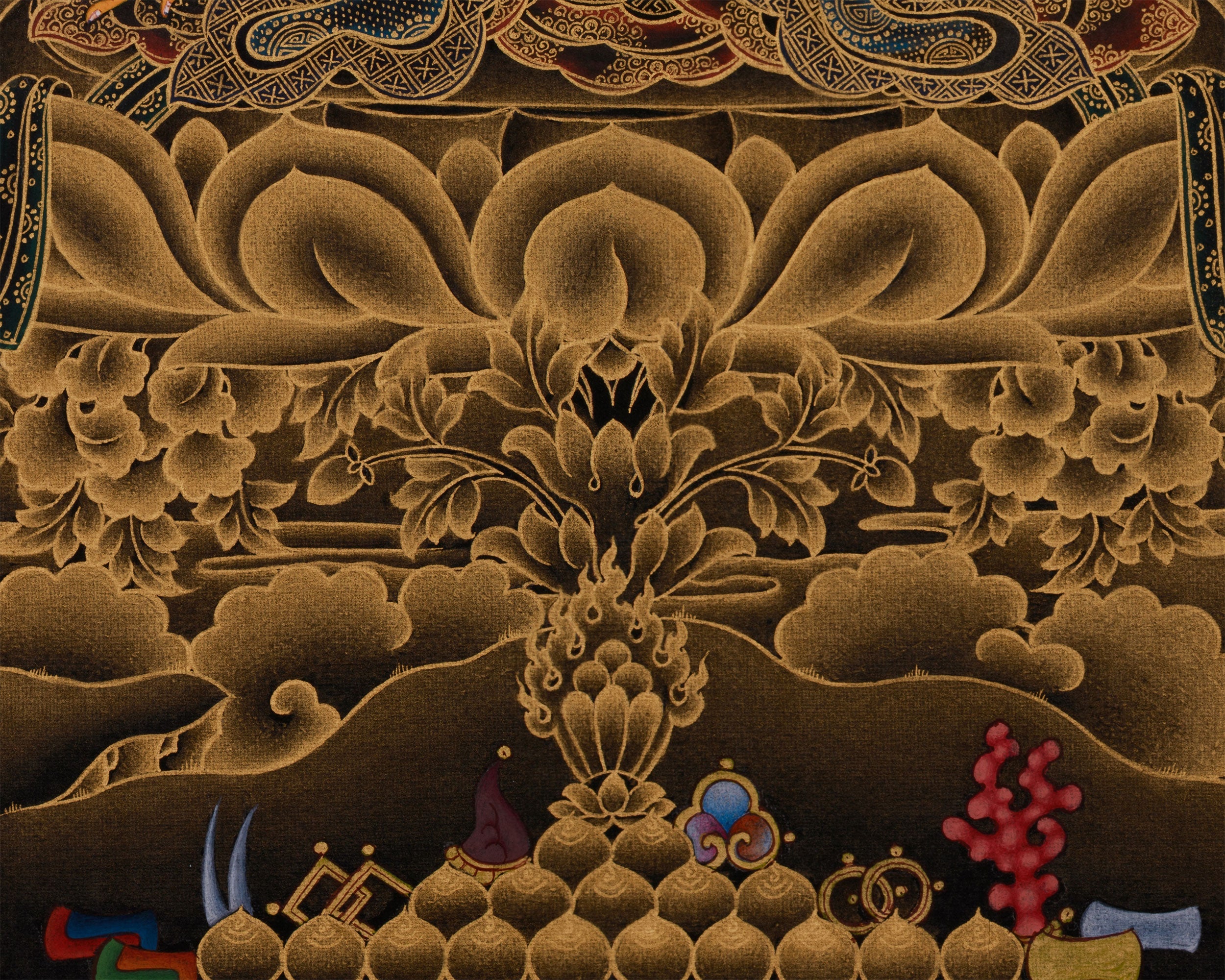 24K Gold Thangka of Kshitigarbha | Symbol of Compassion, Afterlife Guidance & Deep Meditation