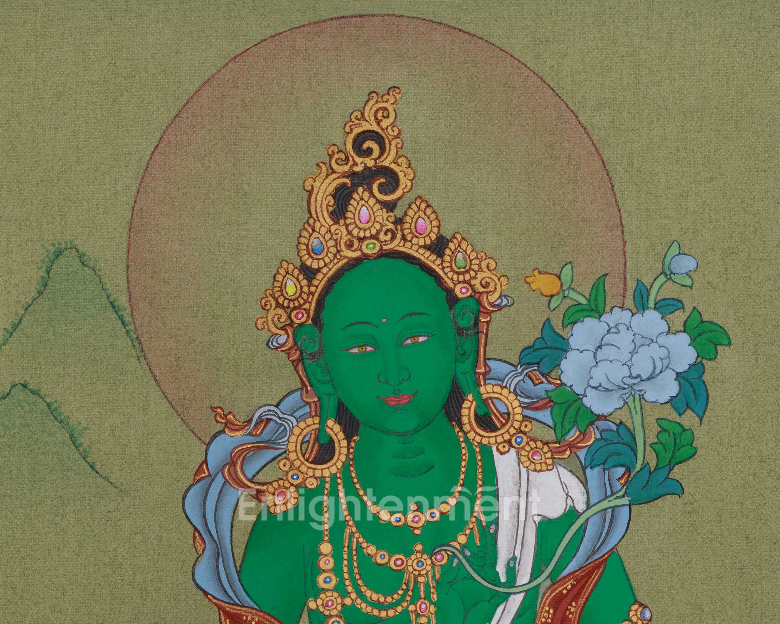 Tibetan Thangka of Shyama Tara | Embodiment of Compassion and Swift Aid | Green Tara