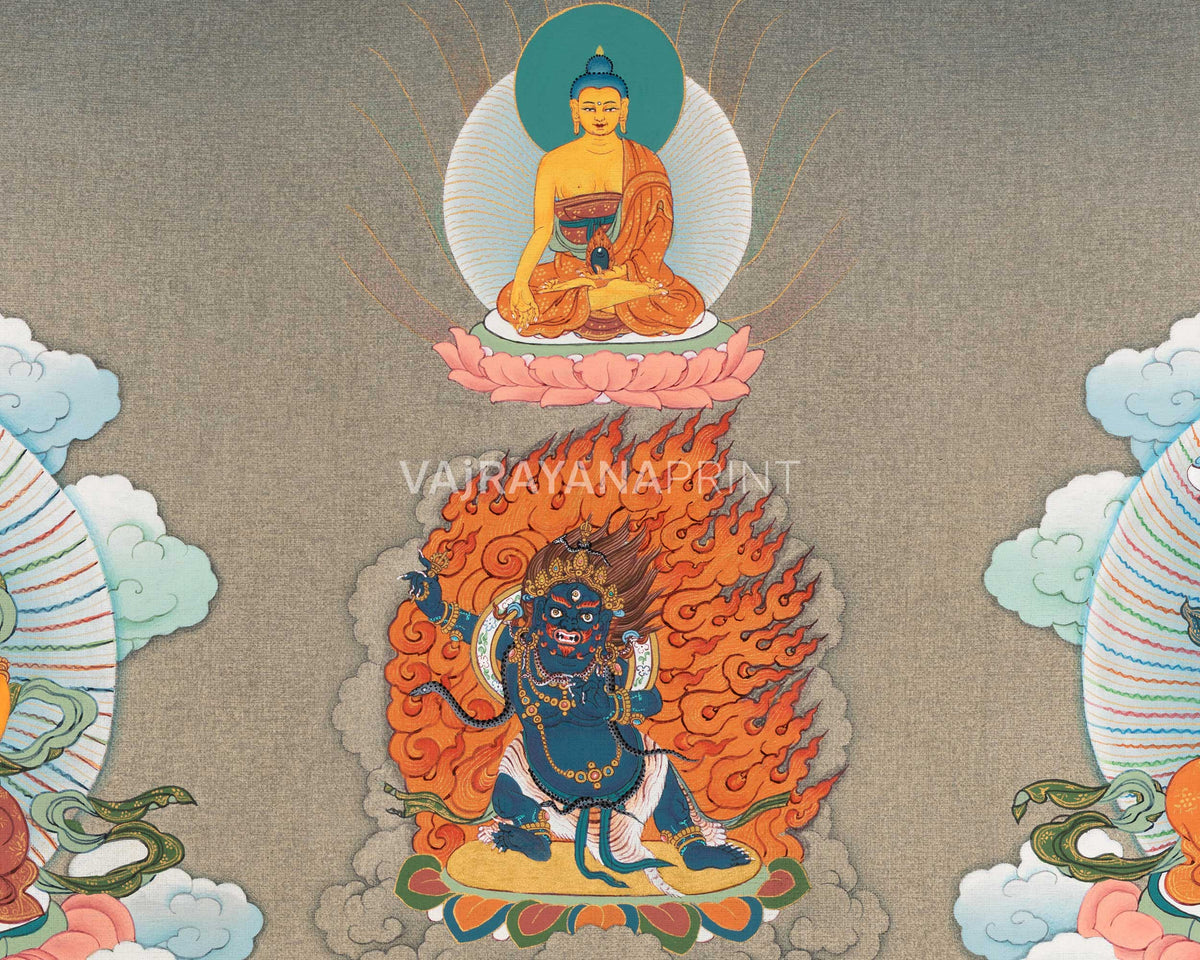 5 Jambhala Thangka Print | Buddhist Wealth Deity, Dzambhala | Artwork for Prosperity and Success