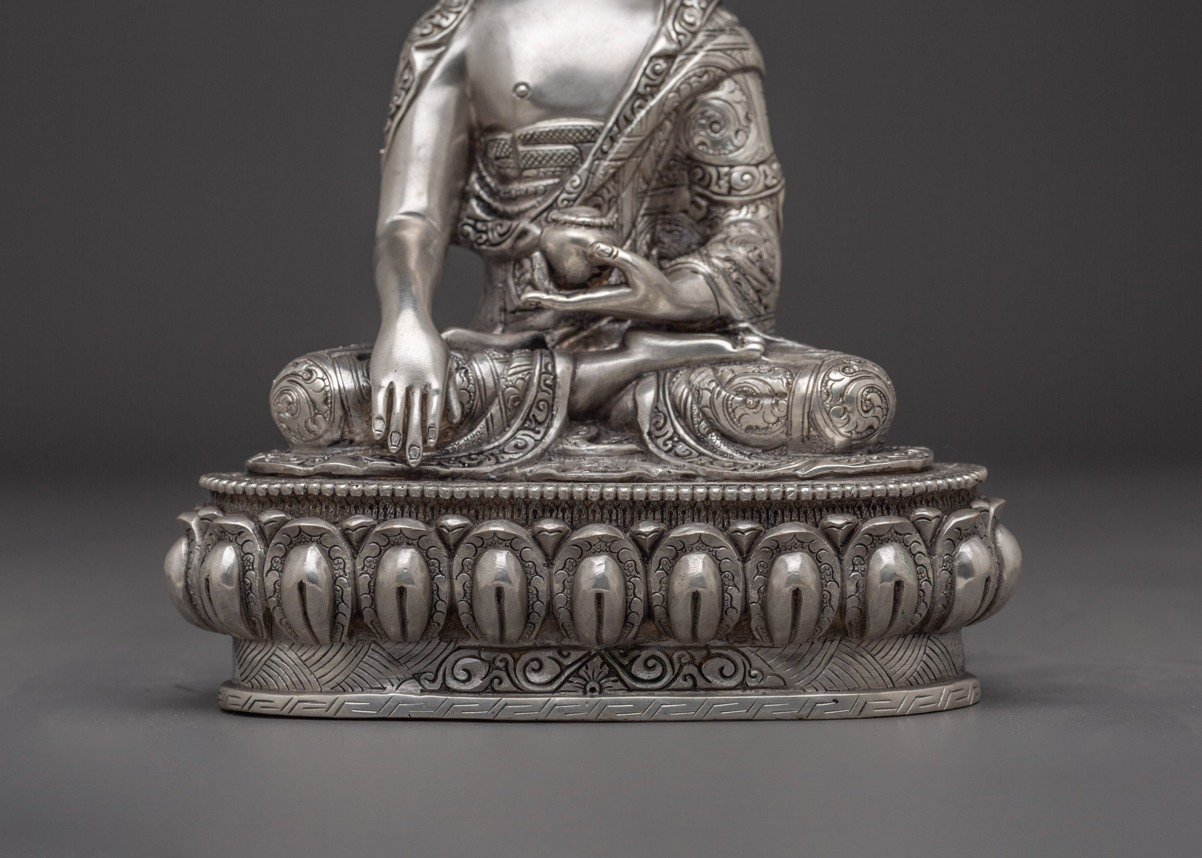 Silver Shakyamuni Buddha Statue | Gautama Buddha - Dharma Founder
