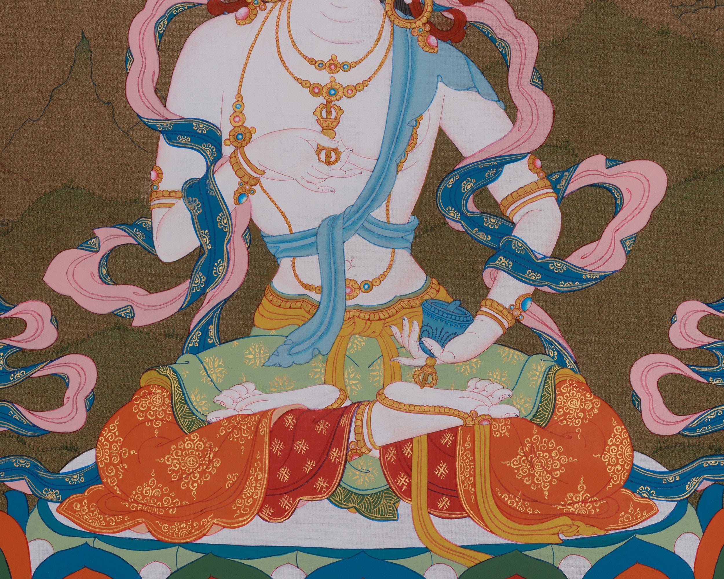 Hand Painted Vajrasattva Thangka | Symbolizing Purity, Wisdom, and Spiritual Renewal