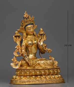10 Inch White Tara Statue | Buddhist Deity of Long Life, Health, Healing