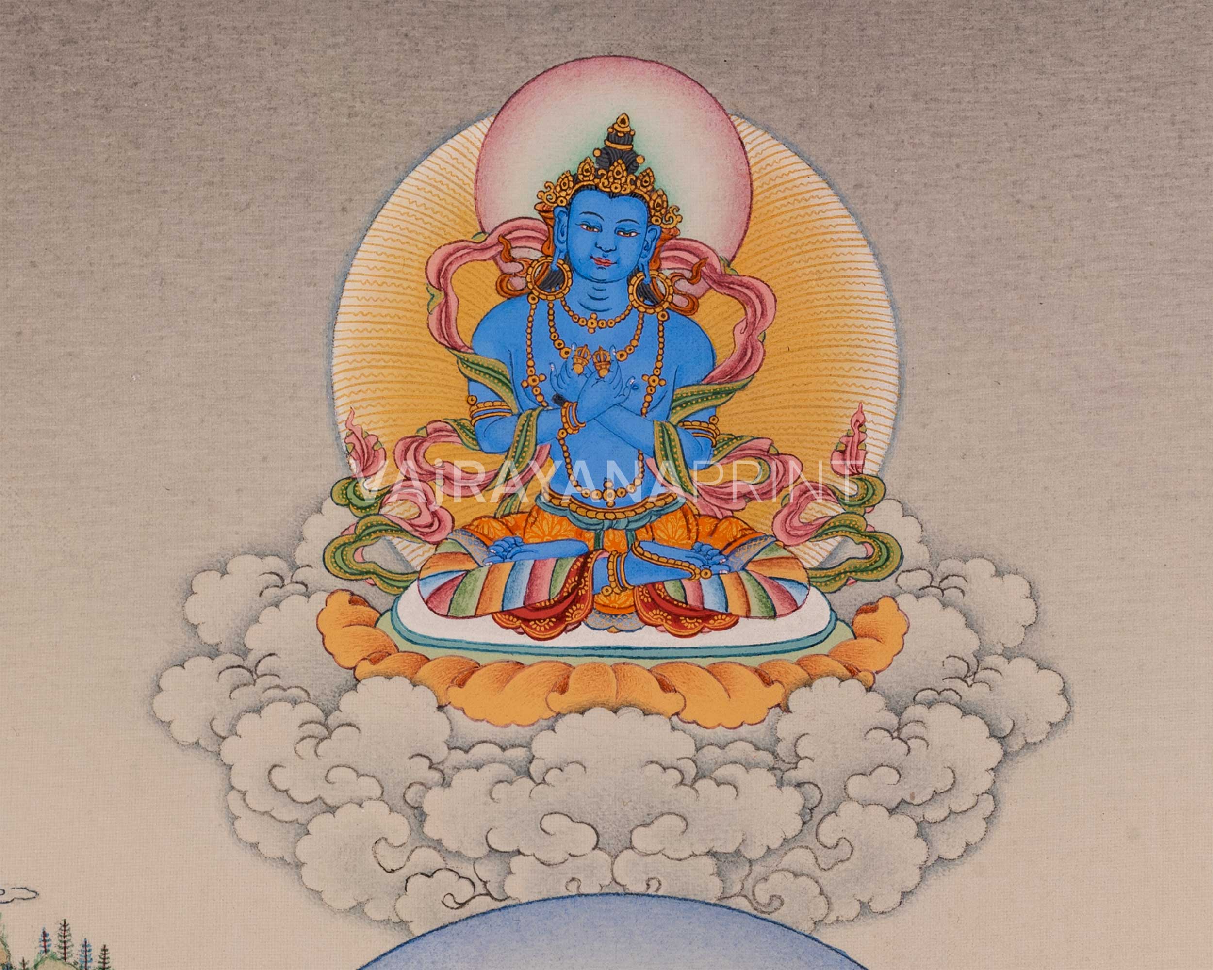 Marpha with Milarepa and Gampopa Thangka Print | Digital Canvas Print Of Tibetan Masters Thangka