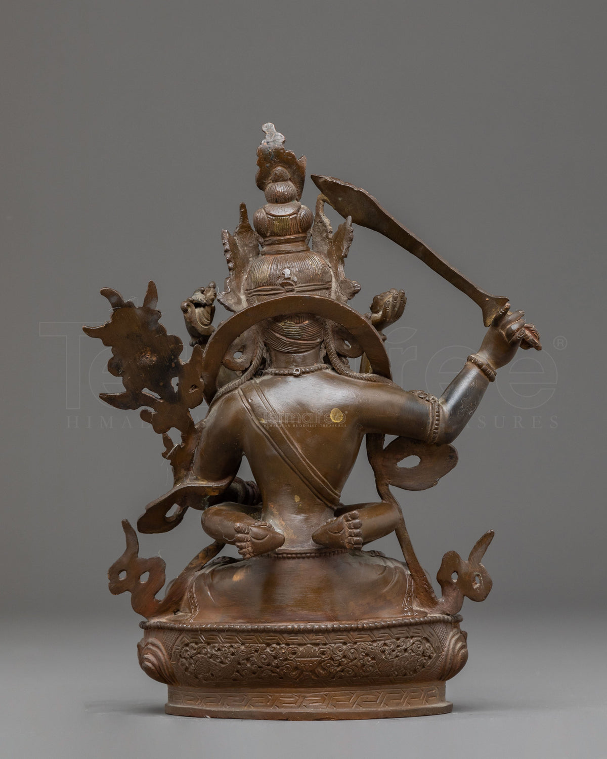Sacred Statue of Manjushri with Consort | Antique Oxidized Copper