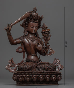 Manjushri Empowerment Sculpture | Tibetan Bodhisattva Of Wisdom Copper Statue