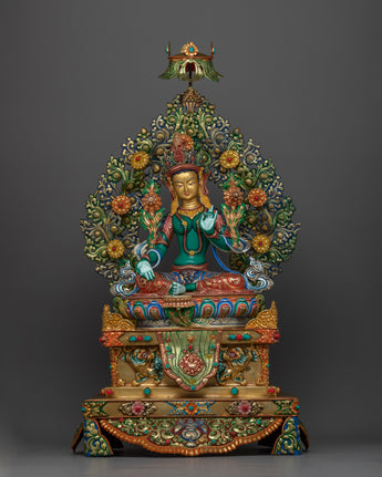 green-tara-seated-in-a-throne