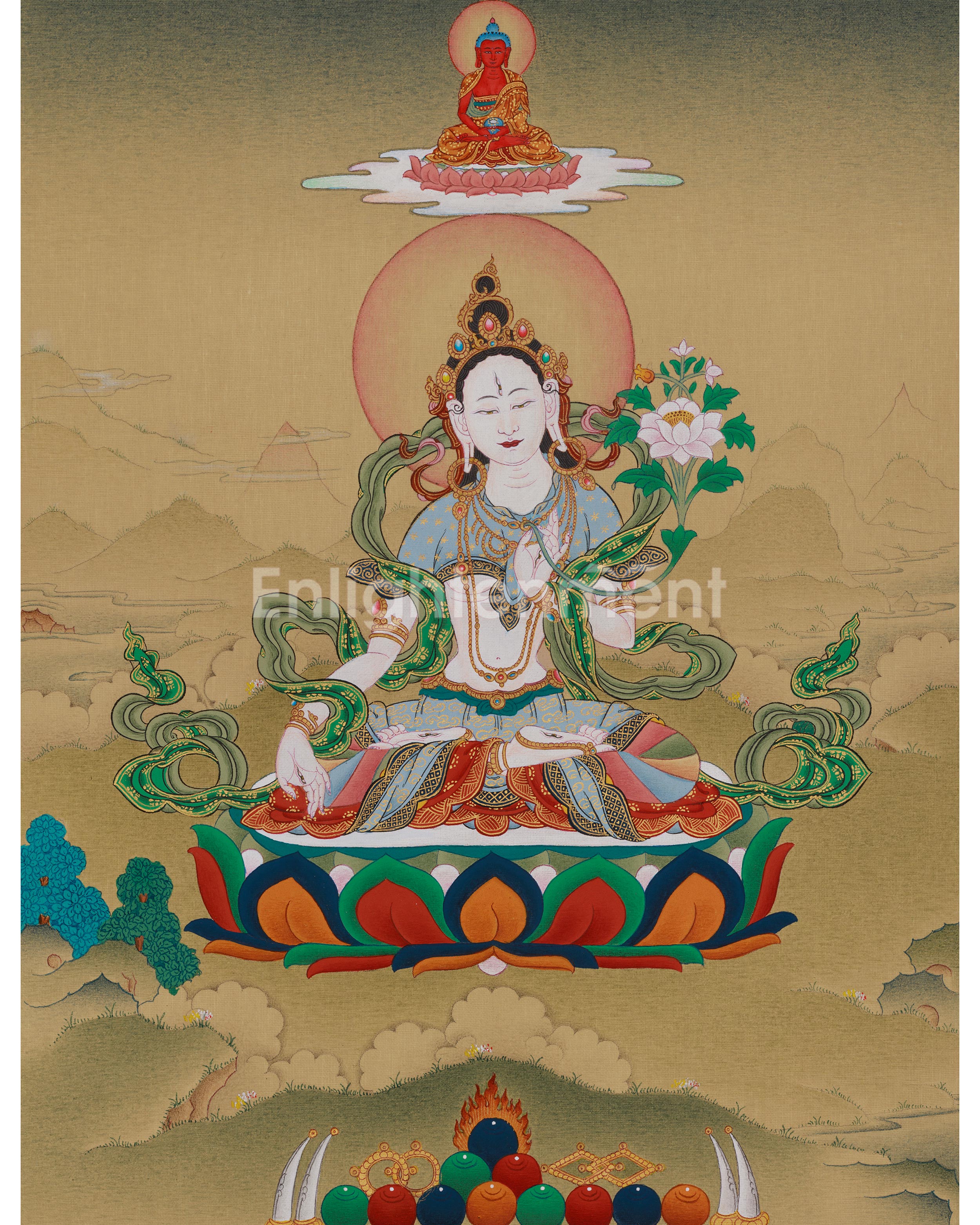 White Tara with Amitabha Buddha Art