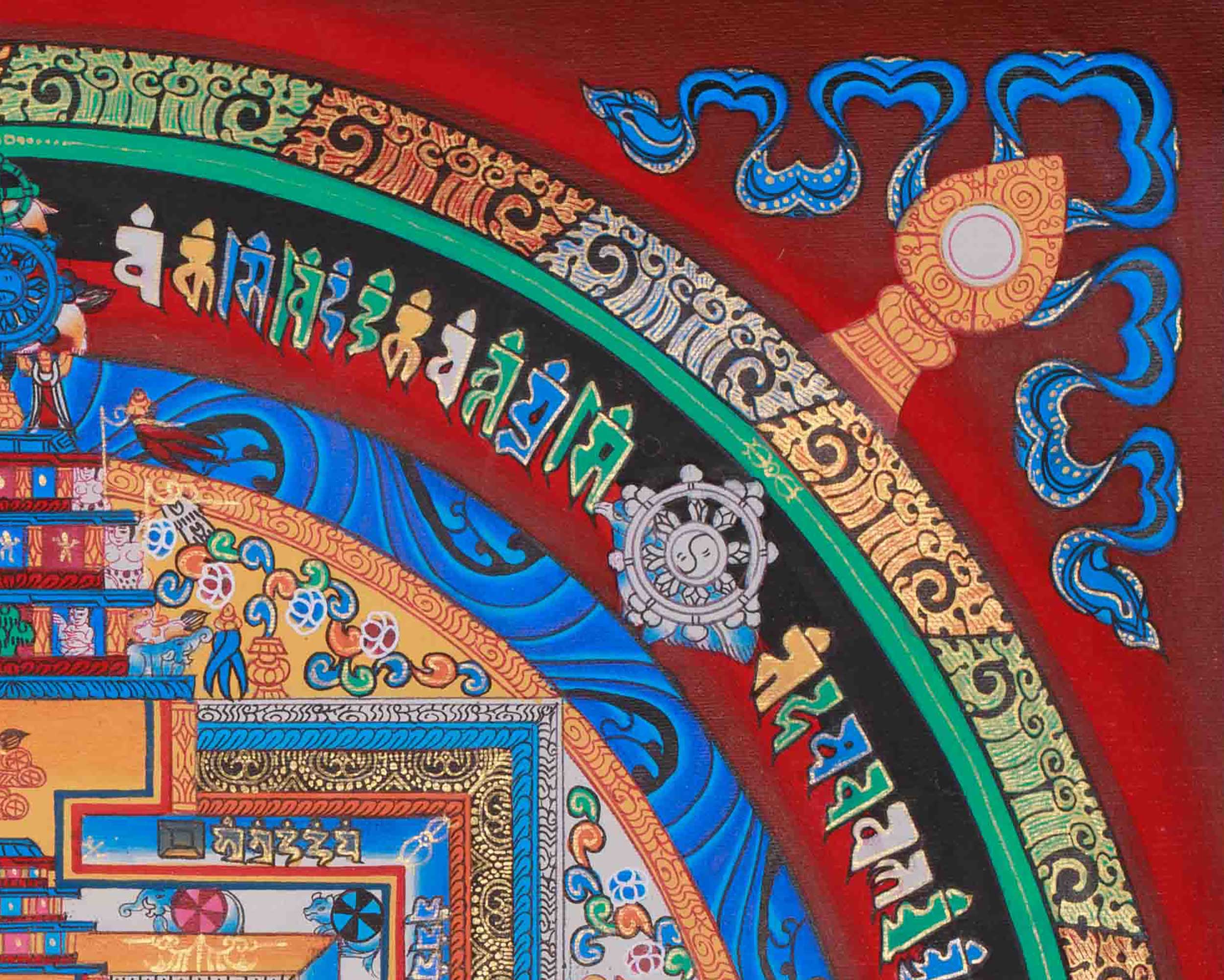 Spiritual Thangka Of Kalachakra Mandala | Himalayan Art Of Time, Space And Enlightenment | Meditation Altar