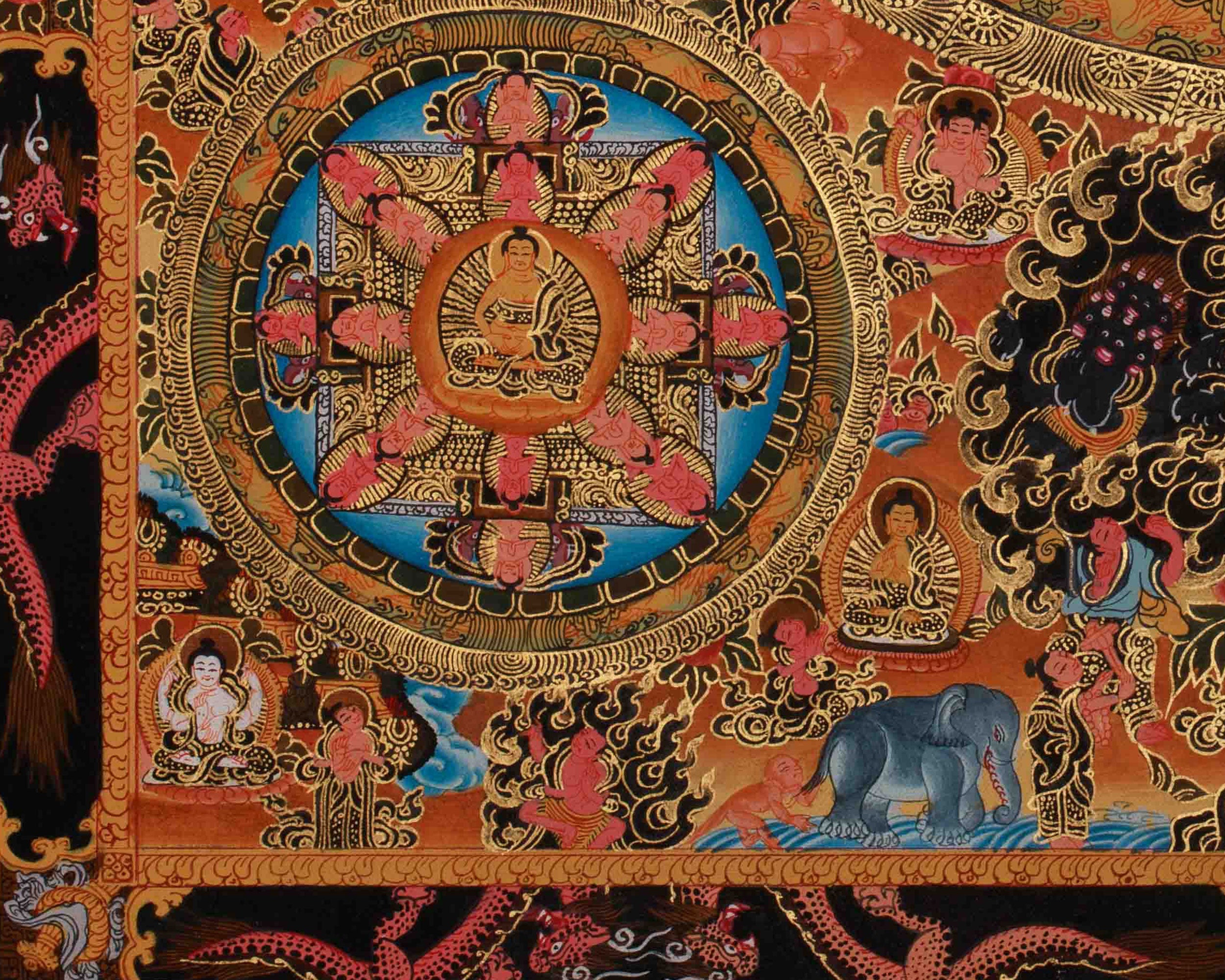 Divine Buddha Mandala Artwork | A Radiant Mandala Reflecting Wisdom, Compassion, and Peace | Meditation Altar