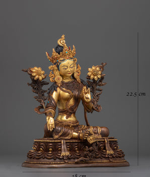 Green Tara Handmade Oxidized Statue | Embodiment of Compassion