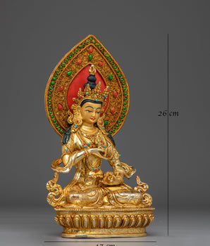 Vajrasattva Gold Gilded with Gemstones Statue