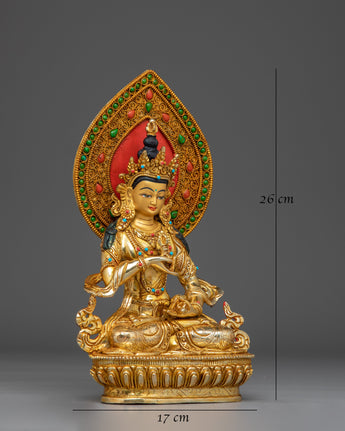 Vajrasattva Gold Gilded with Gemstones Statue