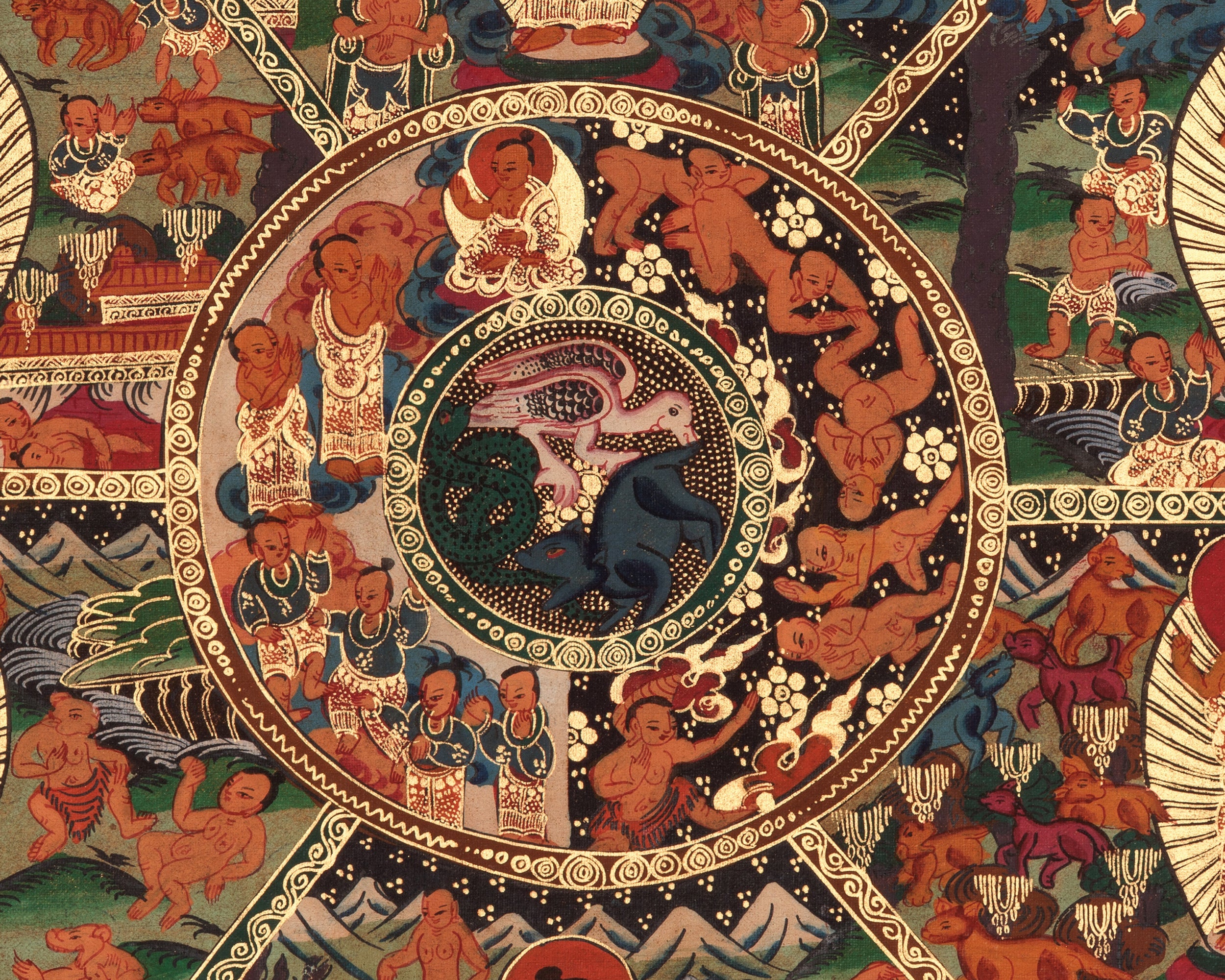 Himalayan Wheel of Life Artwork | Samsara and Enlightened Wisdom