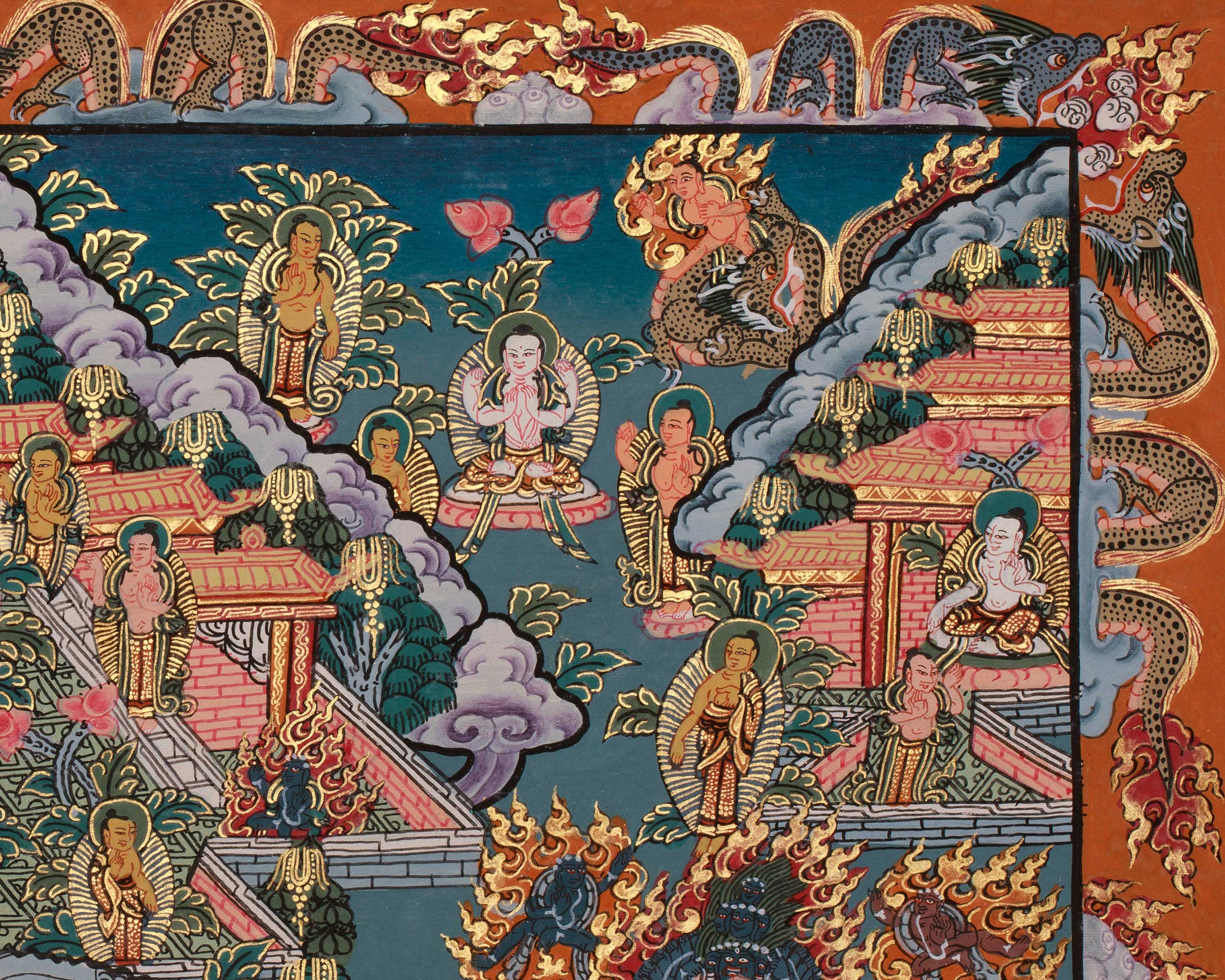 Sacred Mandala Artwork | Hand Painted Buddhist Thangka | Home Decor
