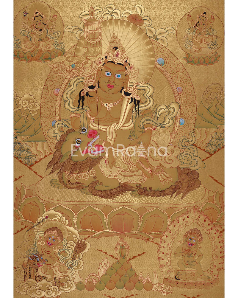 Full Gold Namtose Thangka with Dzambala