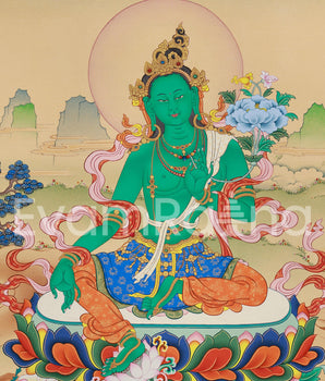 Green Tara Buddhist Art Print | Divine Feminine Poster | Tibetan Goddess Tara