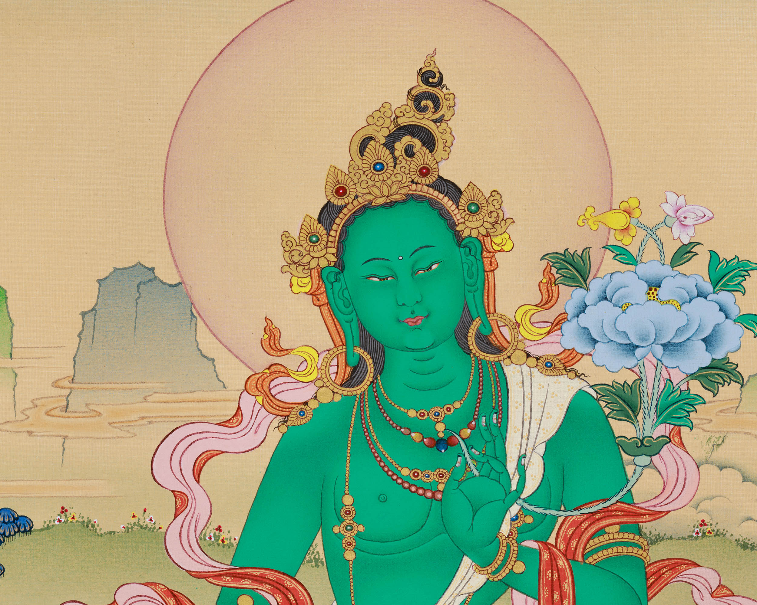 Green Tara Buddhist Art Print | Divine Feminine Poster | Tibetan Goddess Tara