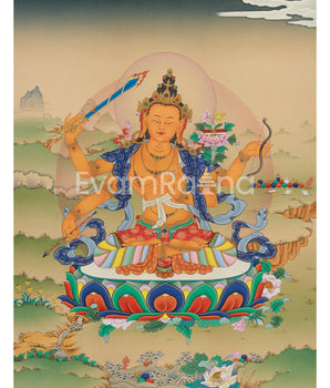 Rare Four-Armed Manjushri Thangka Print