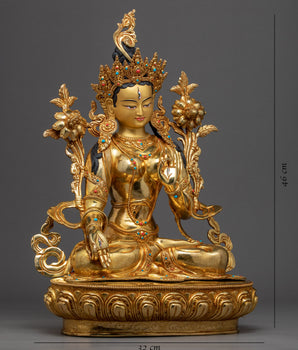 White Tara Meditation Statue | Traditional Tibetan Buddhist Deity