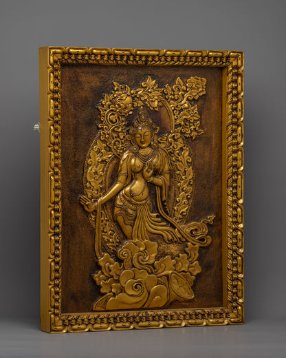 Traditional White Tara Thangka | Clay Art Work