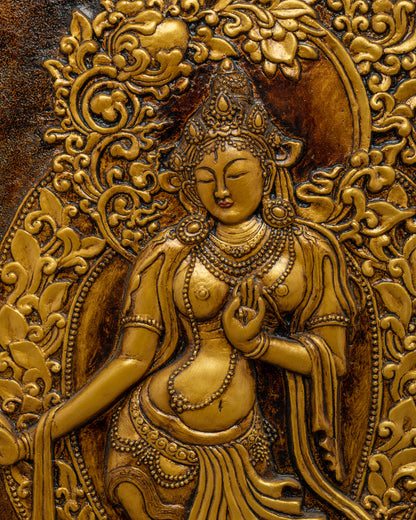 Traditional White Tara Thangka | Clay Art Work