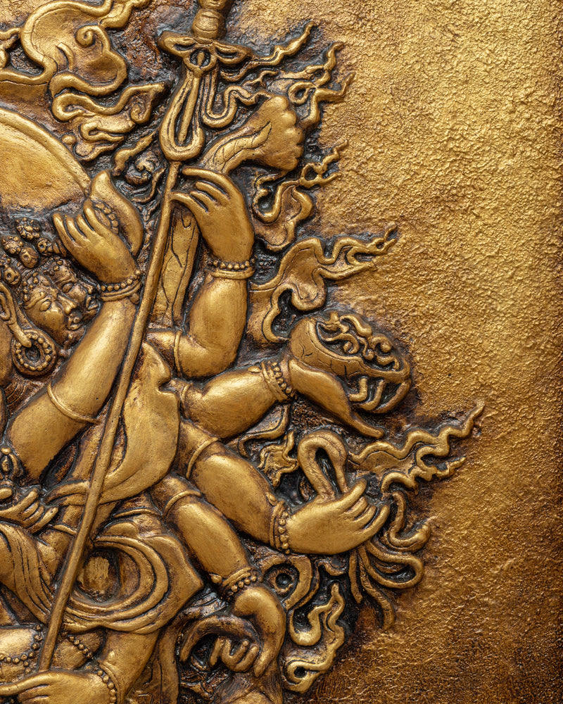 Chakrasamvara Wooden Thangka | Tibetan Relief Art